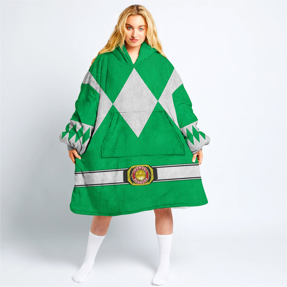 Green Ranger Mighty Morphin Over Size Snug Hoodie Fleece One Size
