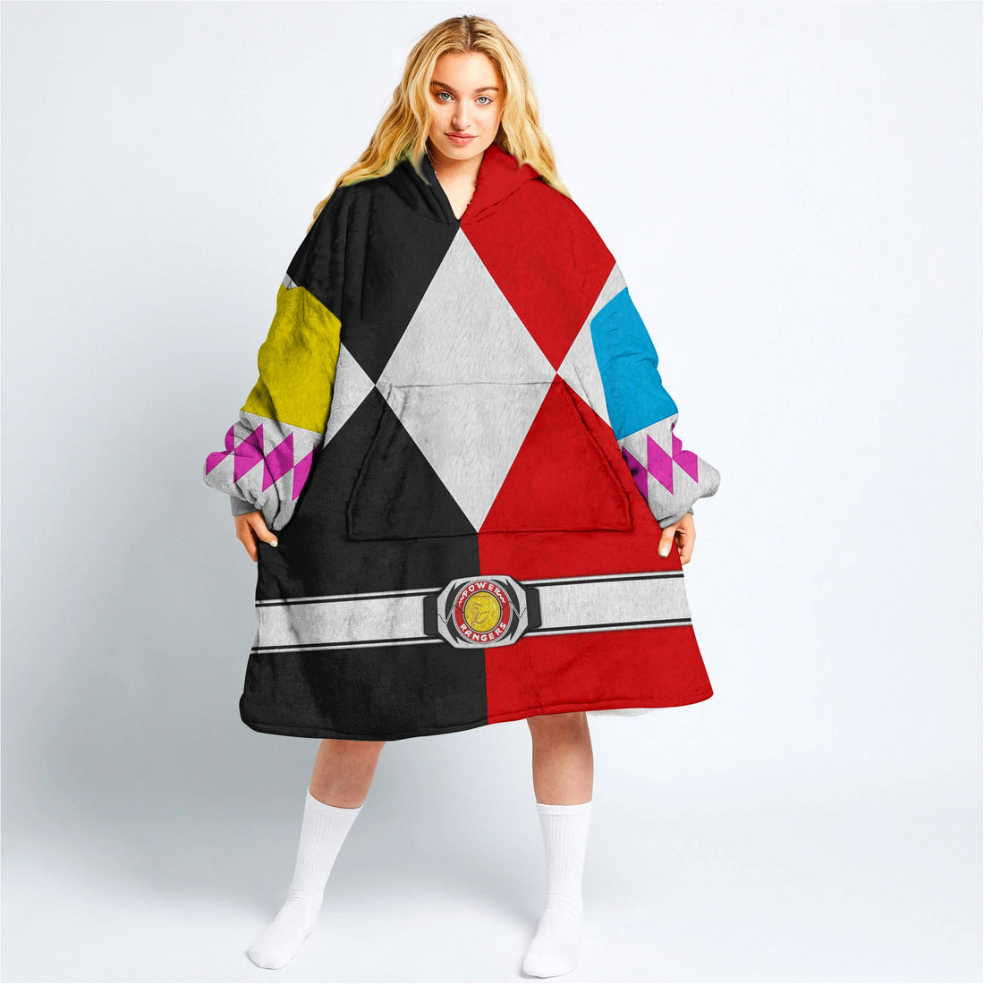 Every Current Mighty Morphin Team Over Size Snug Hoodie Fleece One Size