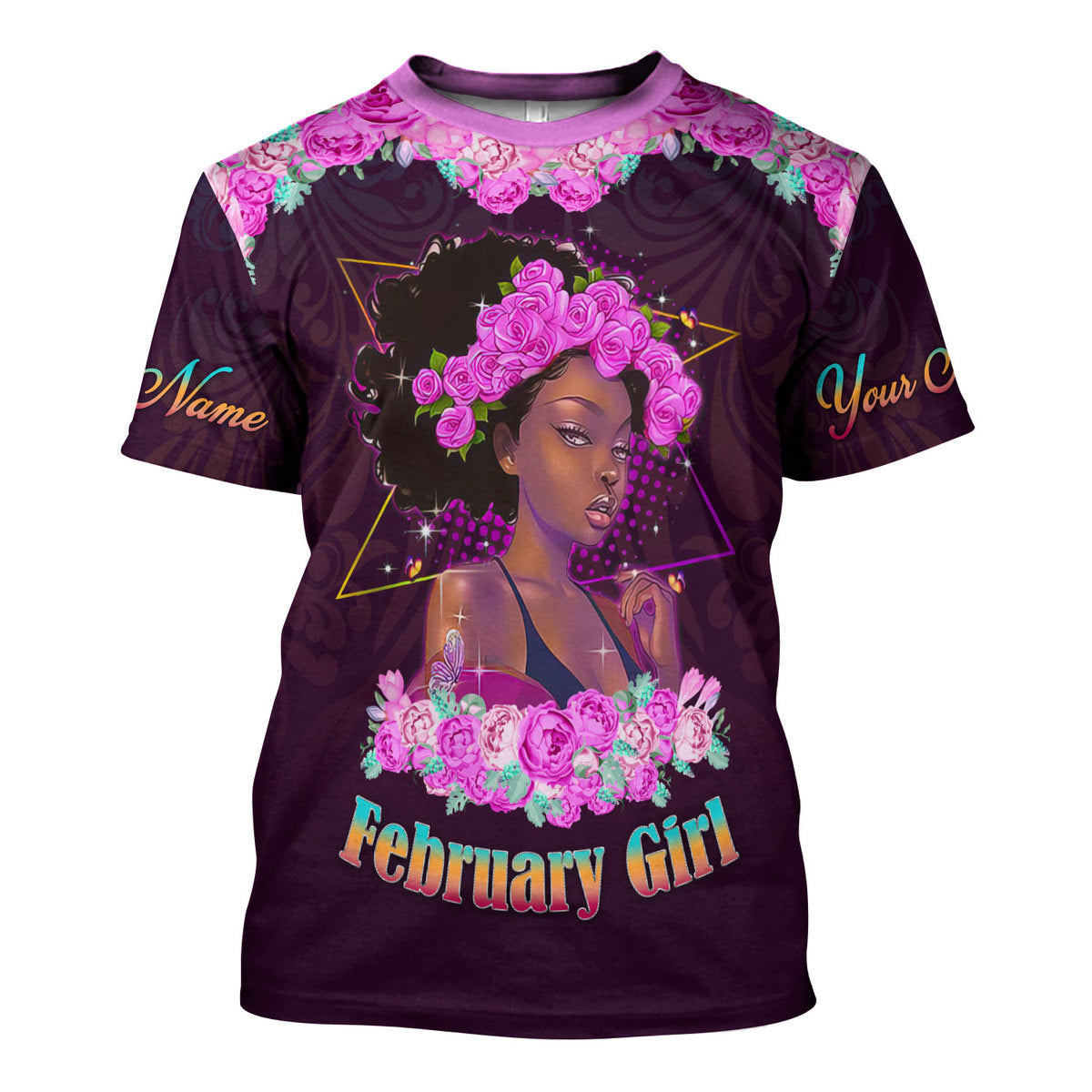 YMskins Personalized T-Shirt February Girl All Over Printed