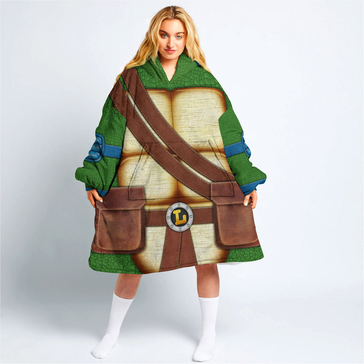 Leonardo Ninja Turtles Cosplay & Costume Over Size Hoodie Fleece One Size
