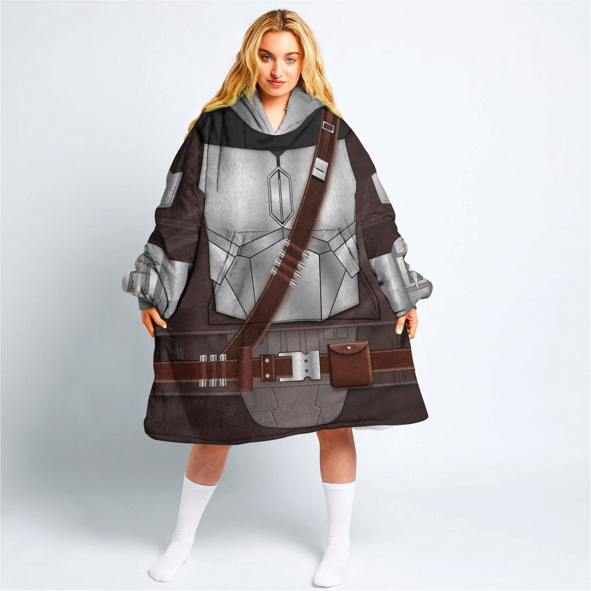 MakerHuman Beskar Mandalorian Cosplay & Costume Over Size Hoodie Fleece One Size