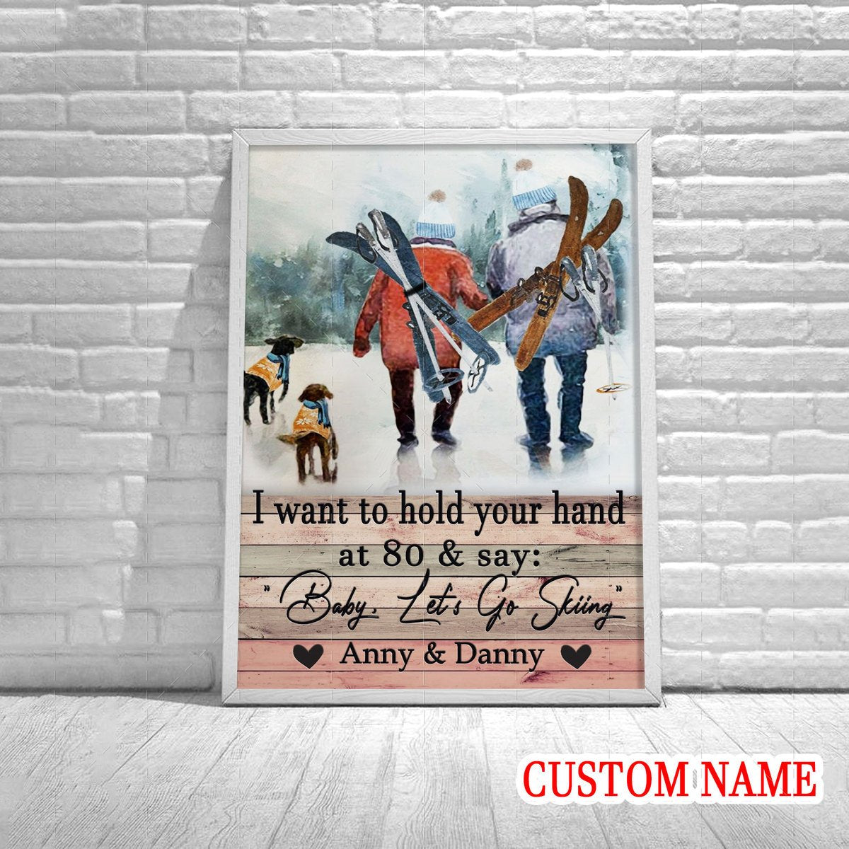 I Want To Hold Your Hand Skiing Custom Name Poster