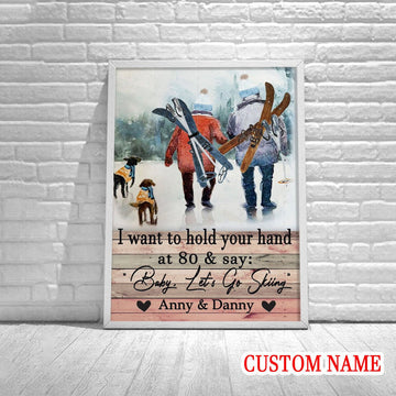 I Want To Hold Your Hand Skiing Custom Name Poster