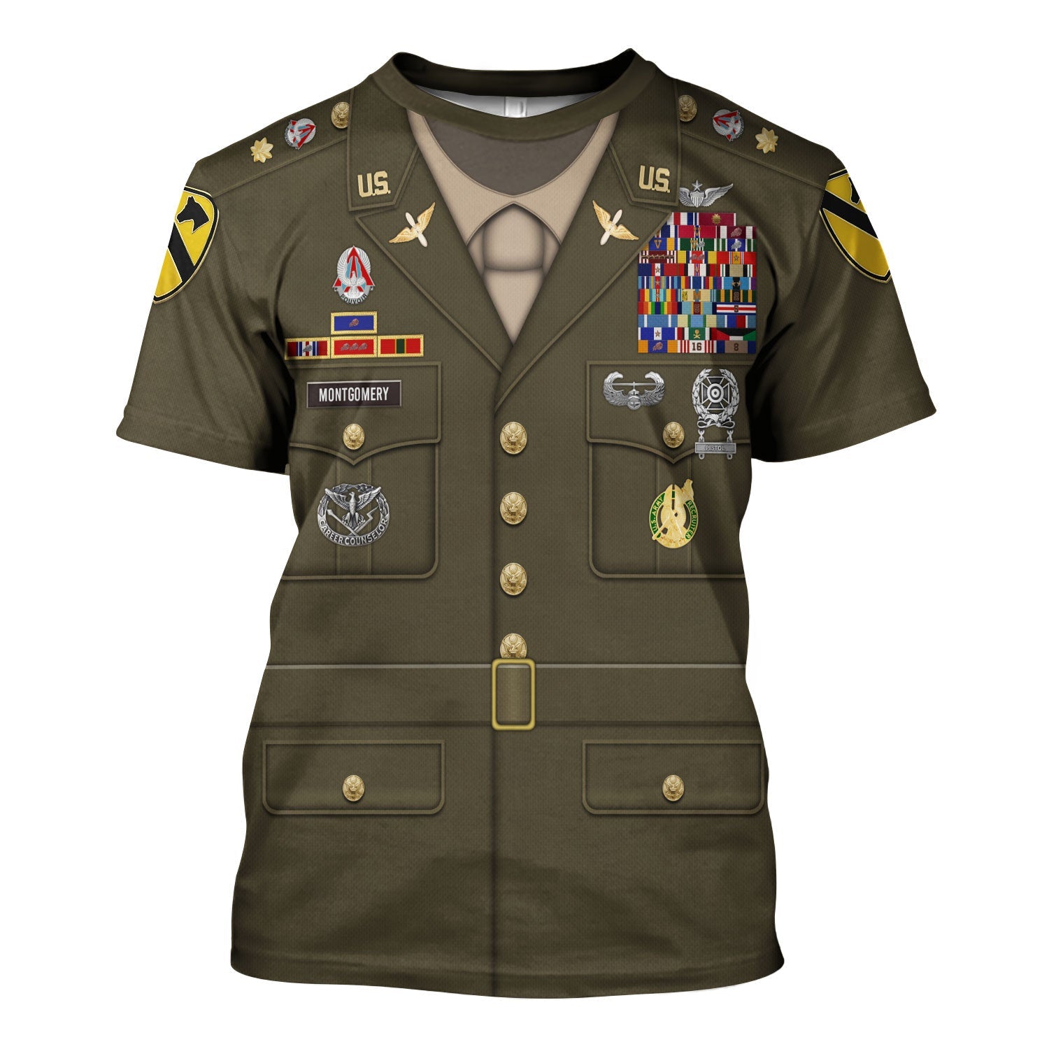 Army Green Service Uniform All Over Print Hoodie Sweatshirt T-Shirt Tracksuit
