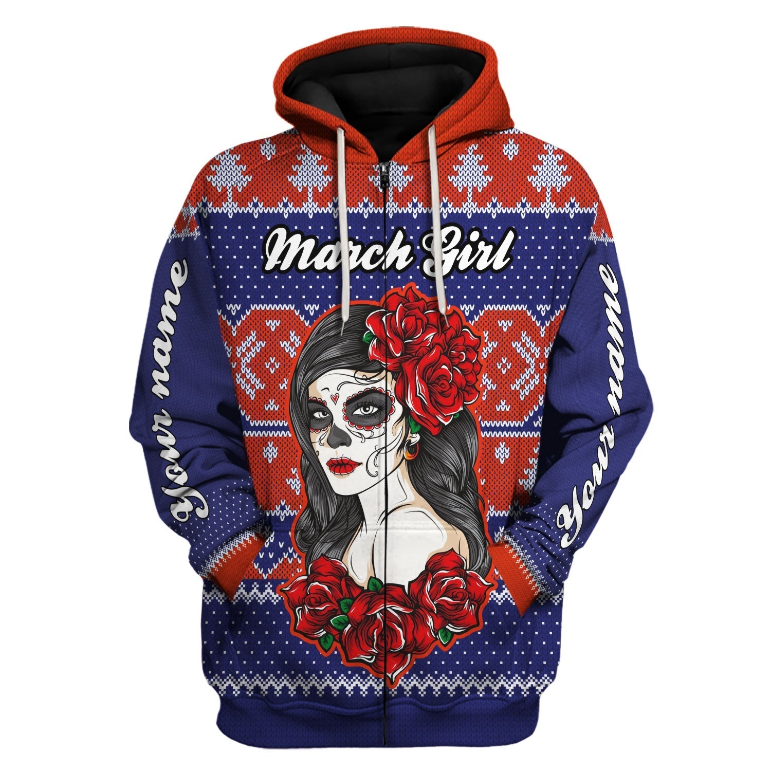 YMskins Personalized Zip Hoodie March Girl All Over Printed