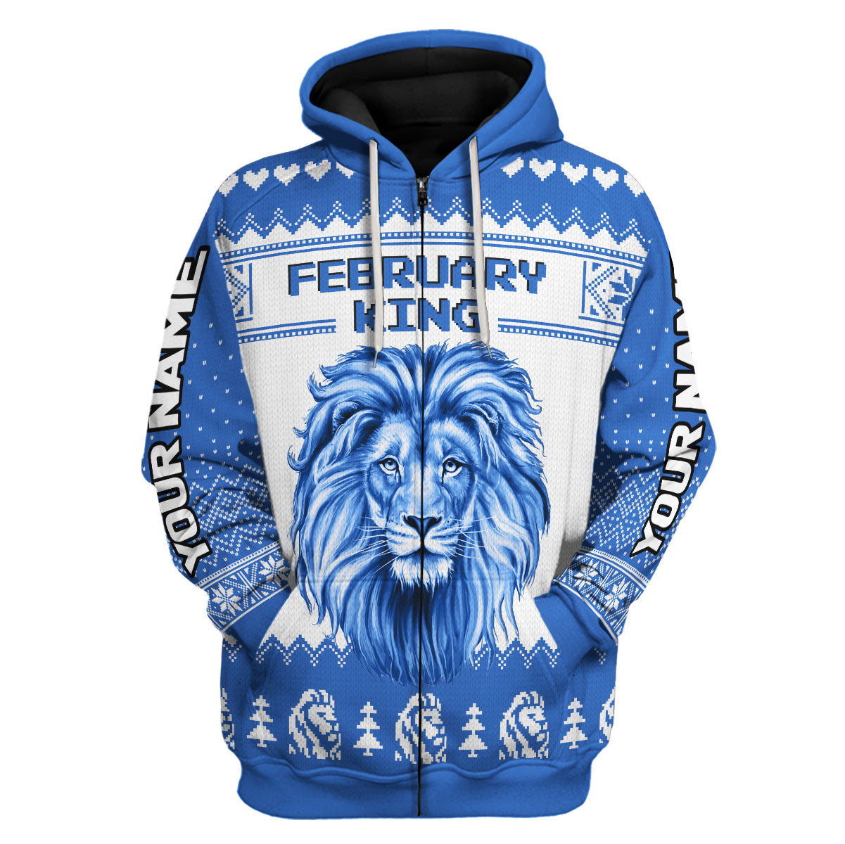 YMskins Personalized Zip Hoodie February King All Over Printed