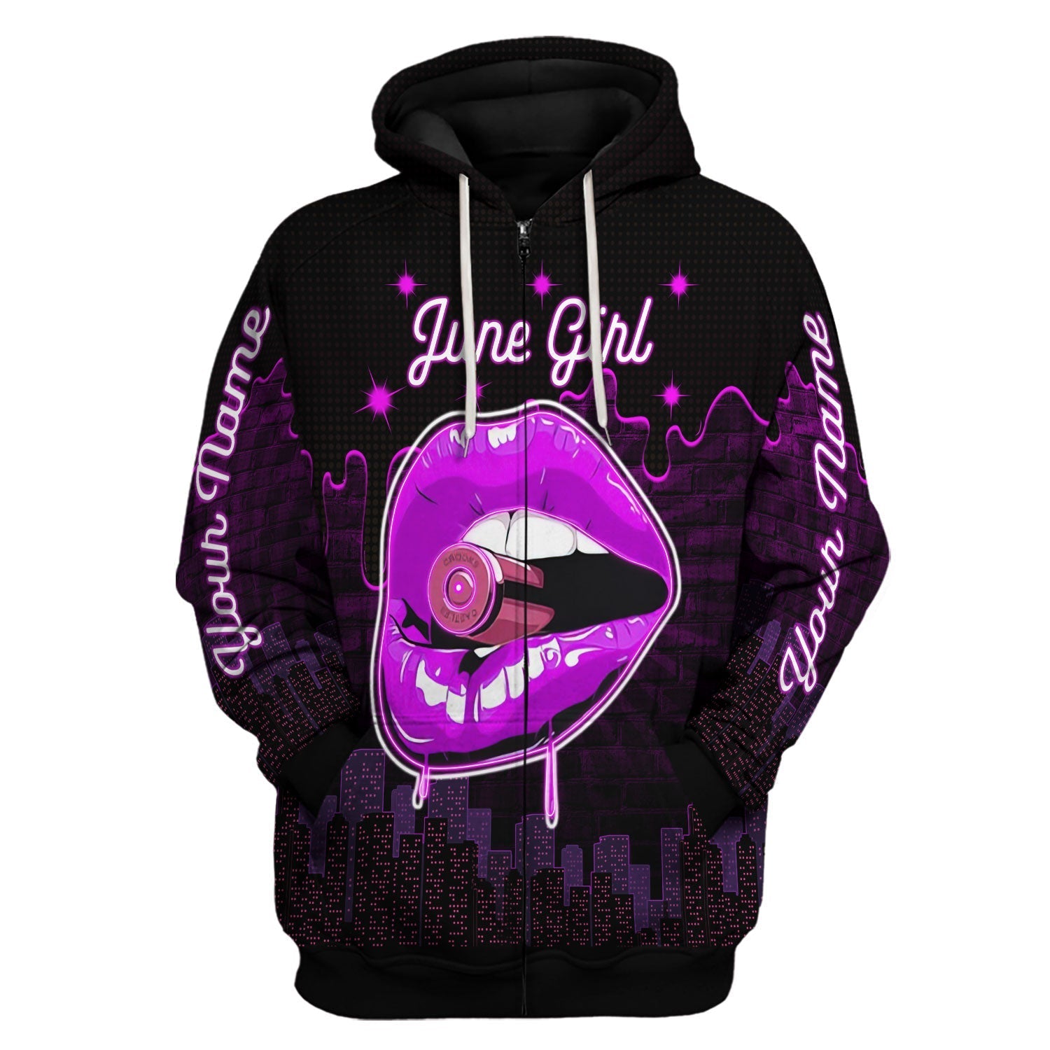 YMskins Personalized Zip Hoodie I'm A June Girl All Over Printed