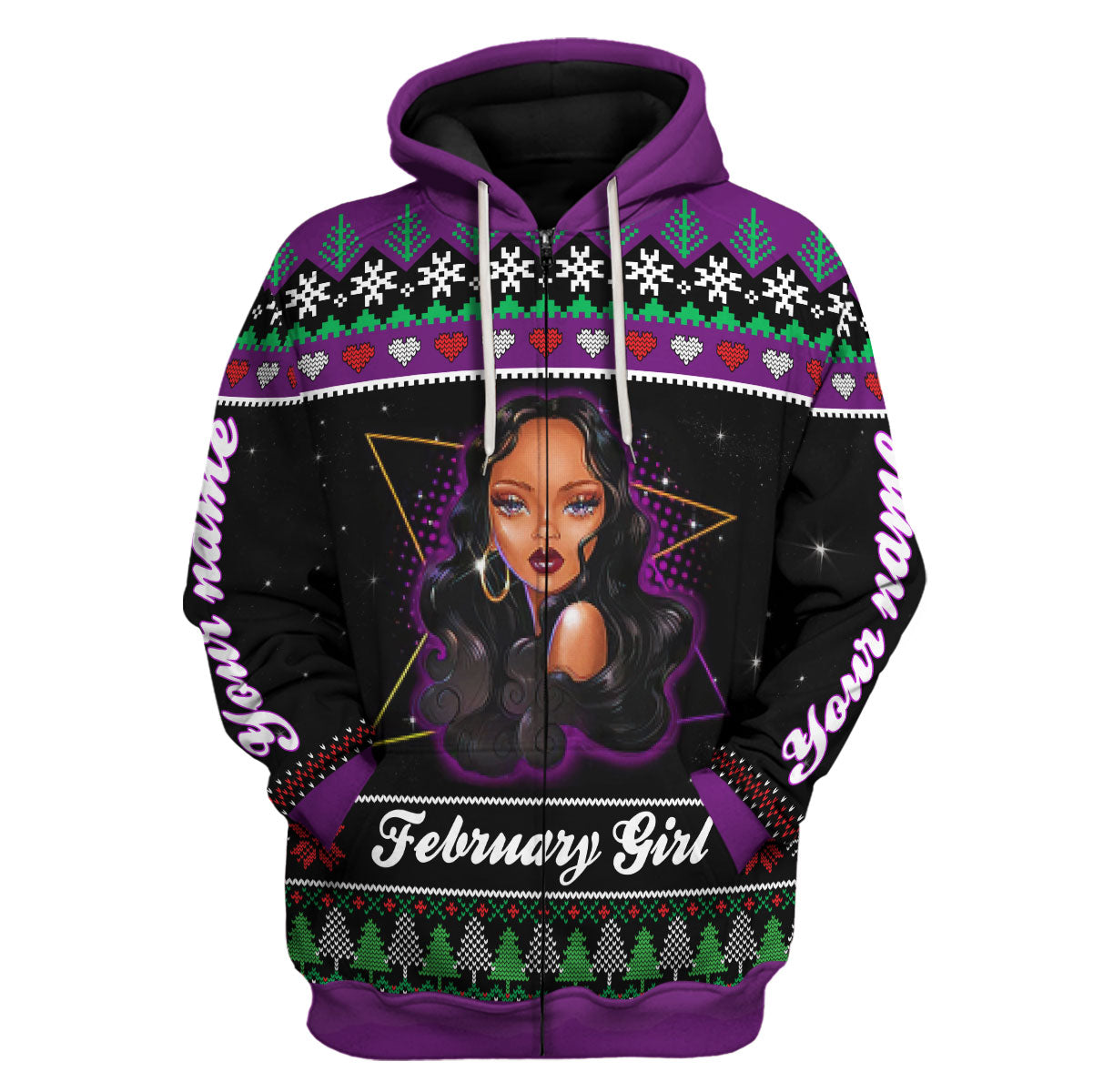 YMskins Personalized Hoodie February Girl  All Over Printed