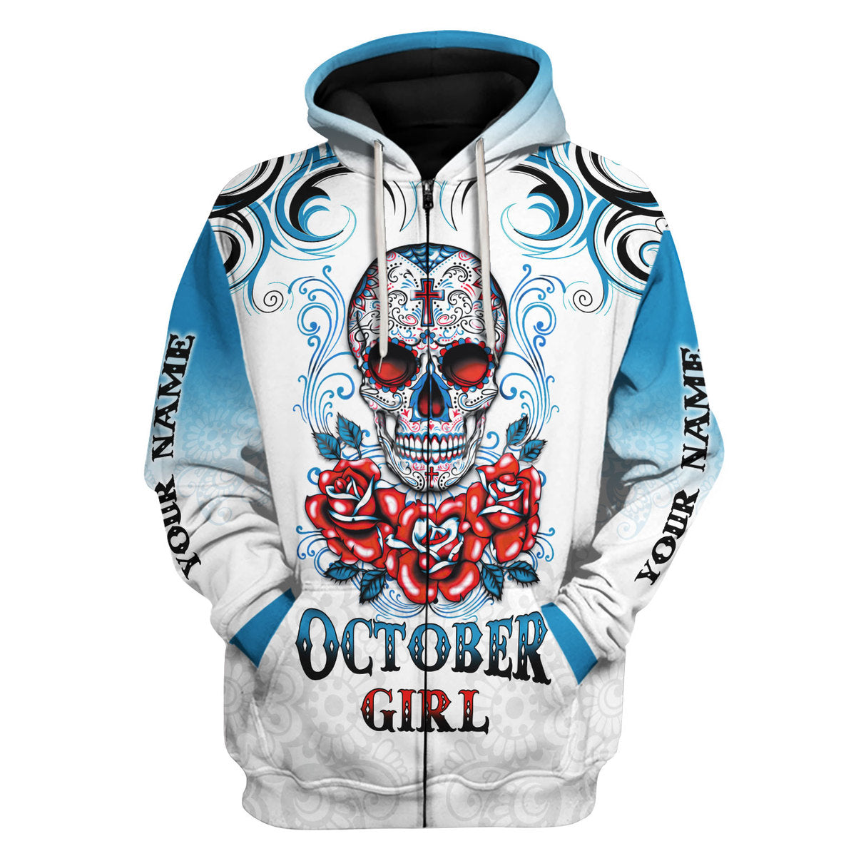 YMskins Personalized Hoodie October Girl All Over Printed