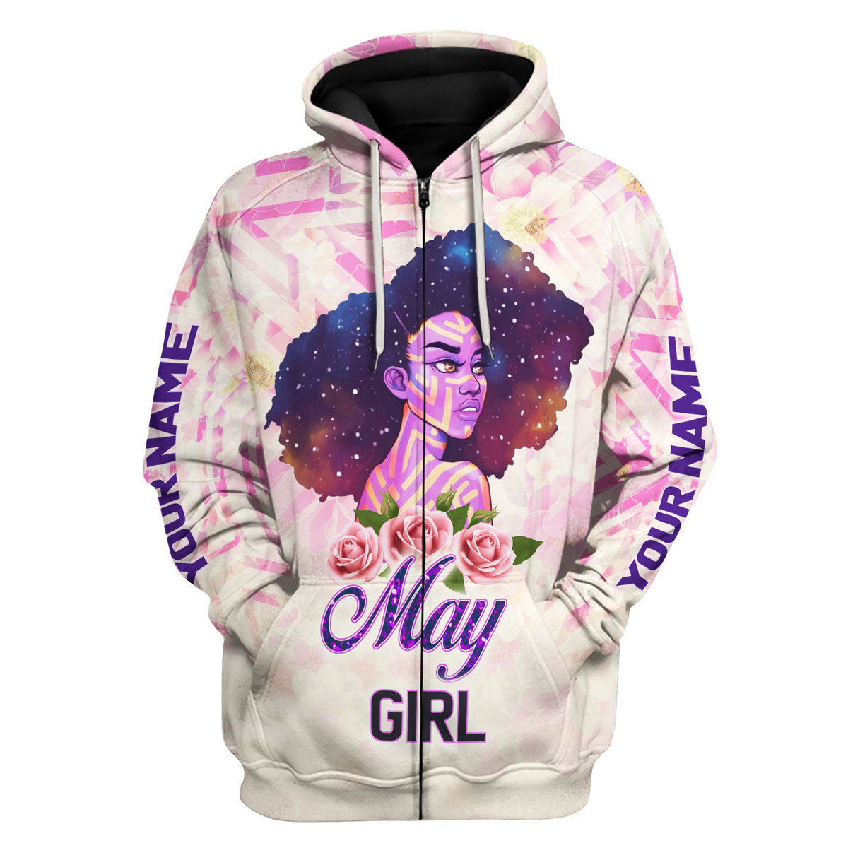 YMskins Personalized Zip Hoodie May Girl All Over Printed