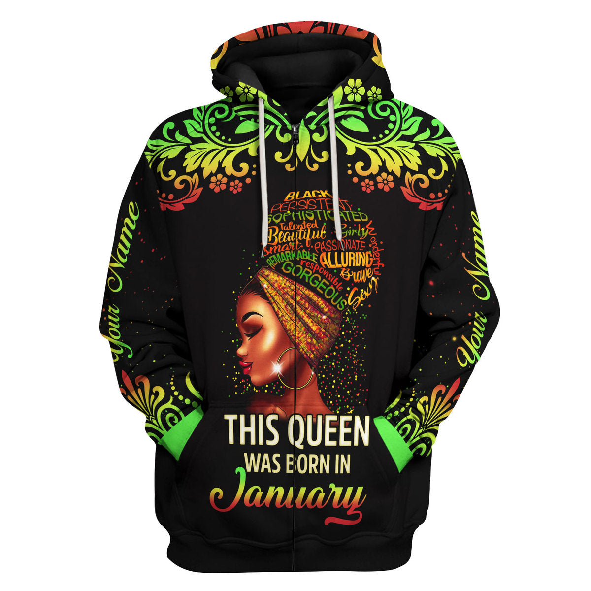 YMskins Personalized Hoodie January Girl I Am 100% Me All Over Printed