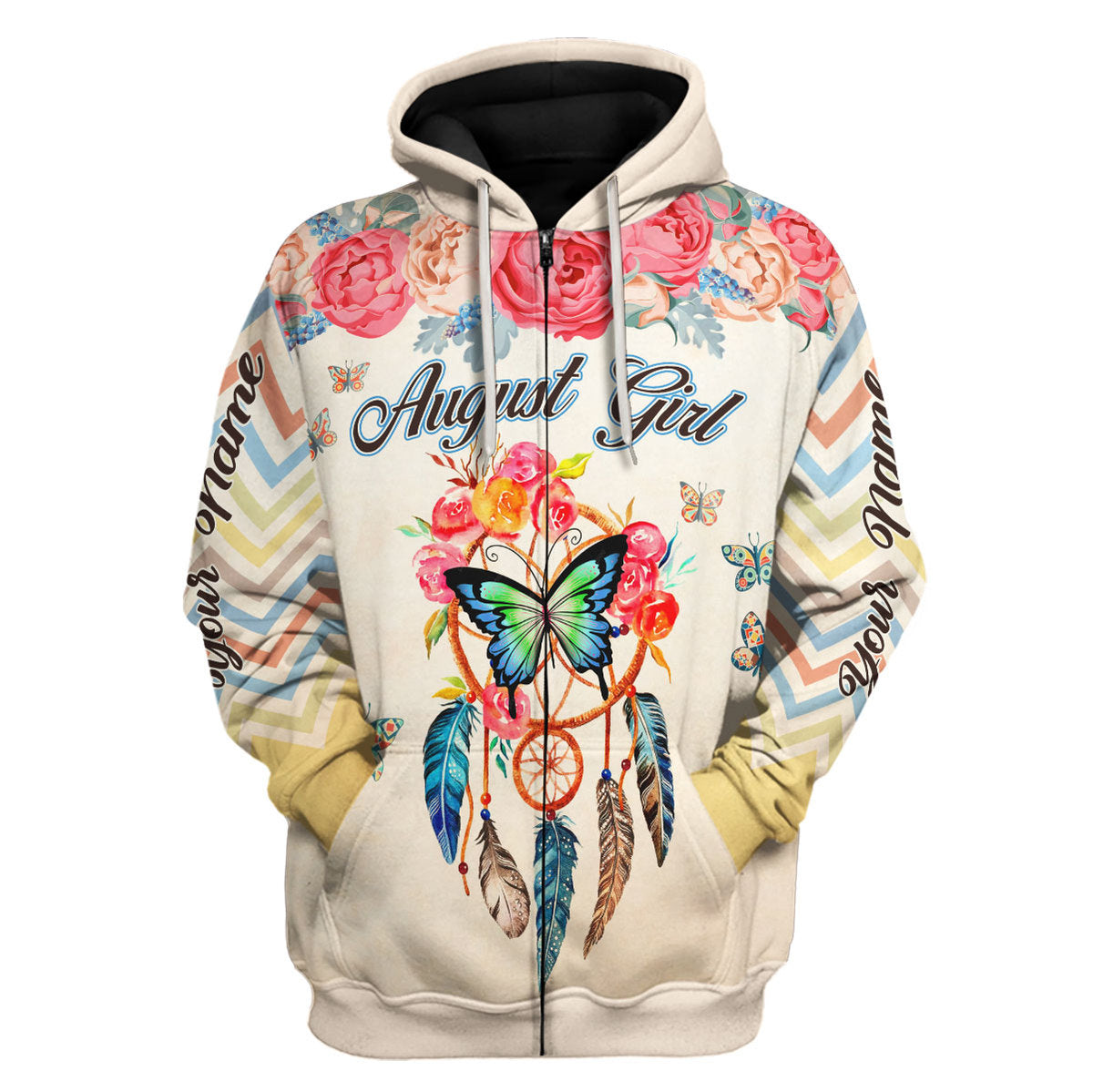 YMskins Personalized Zip Hoodie August Girl All Over Printed