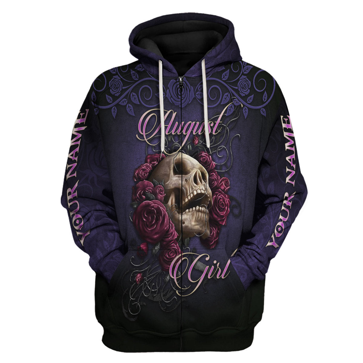 YMskins Personalized Zip Hoodie I'm An August Girl All Over Printed