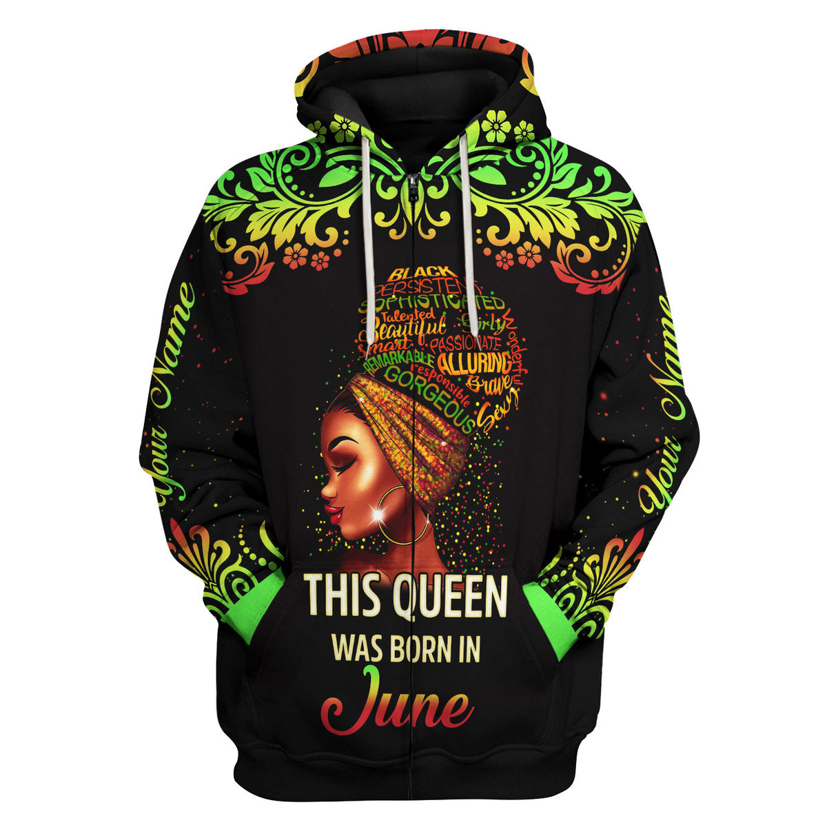 YMskins Personalized Hoodie June Girl I Am 100% Me All Over Printed