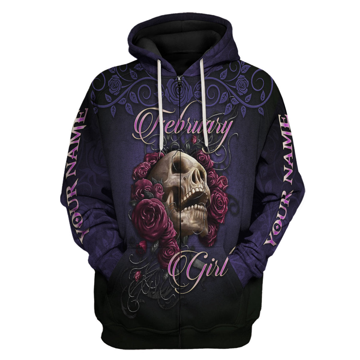 YMskins Personalized Hoodie I'm A February Girl All Over Printed