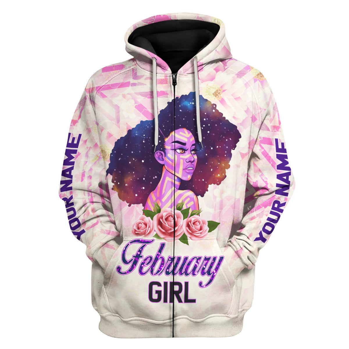 YMskins Personalized Hoodie February Girl All Over Printed