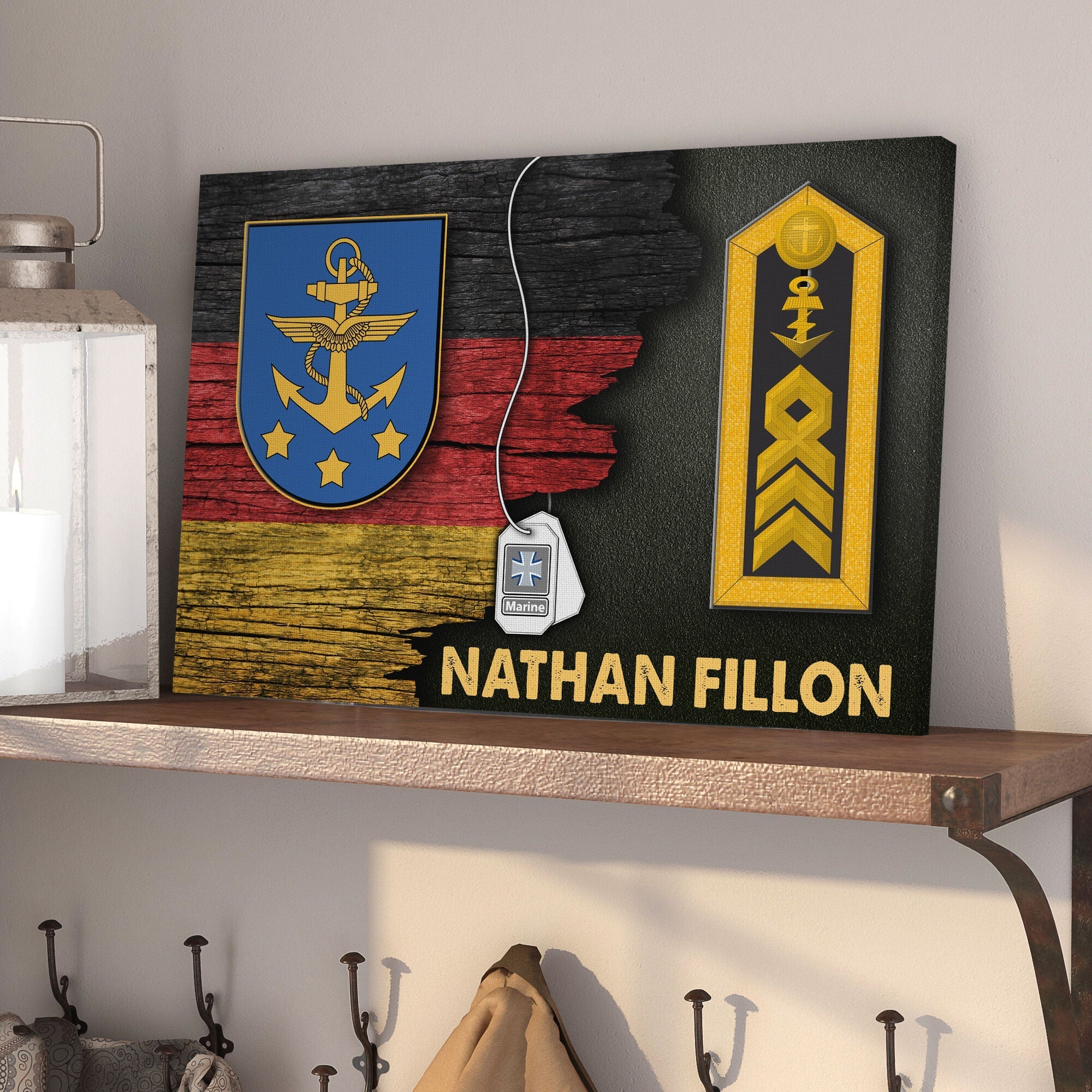 Personalize Name and Ranks- Navy Command Coat Of Arms Of The German Navy Headquarters Canvas
