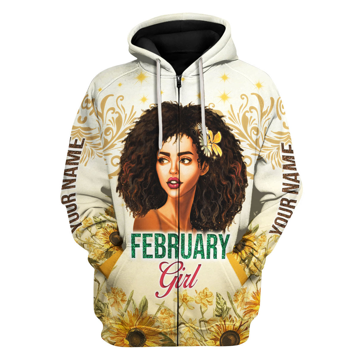 YMskins Personalized Hoodie February Girl All Over Printed