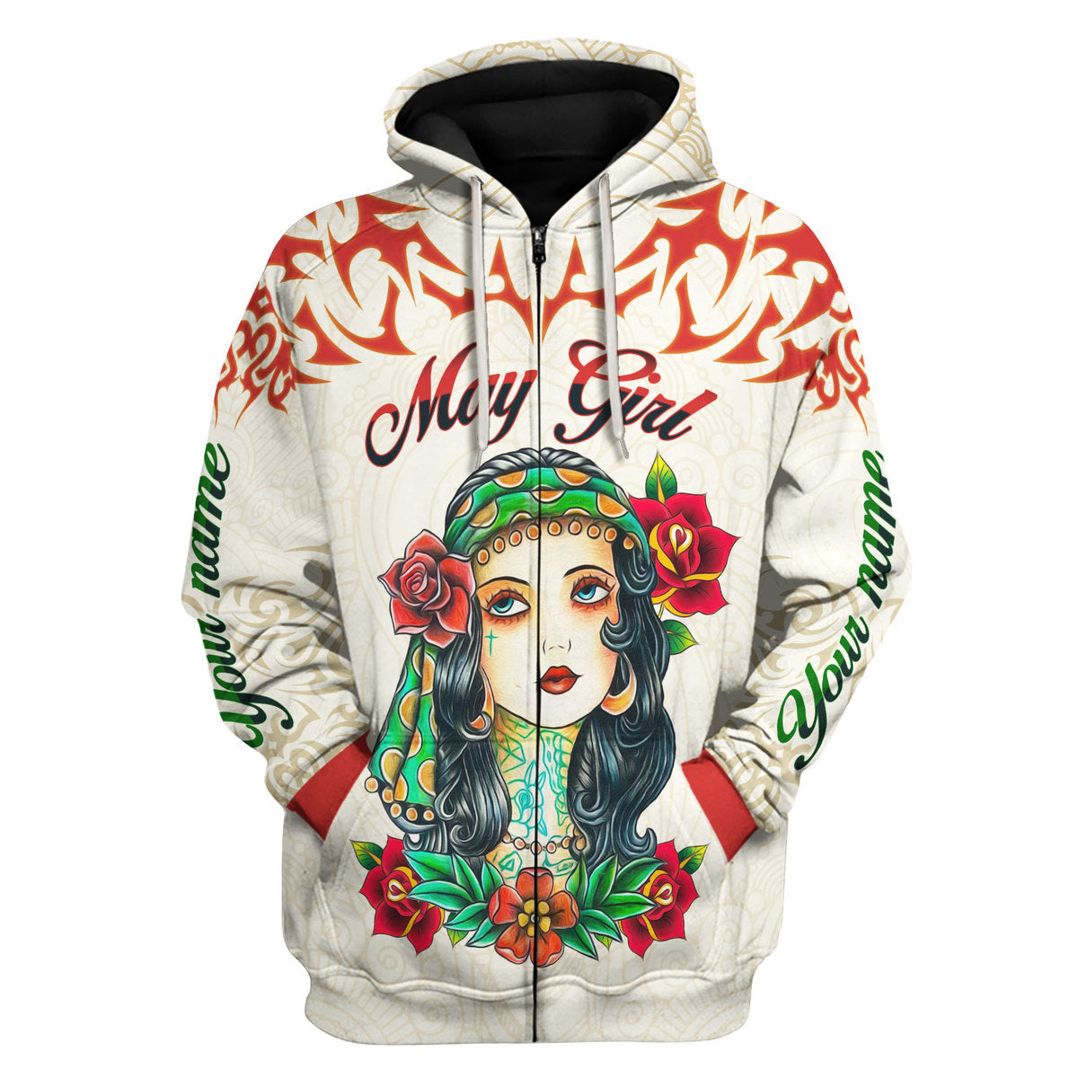 YMskins Personalized Zip Hoodie May Girl I Do What I Want All Over Printed