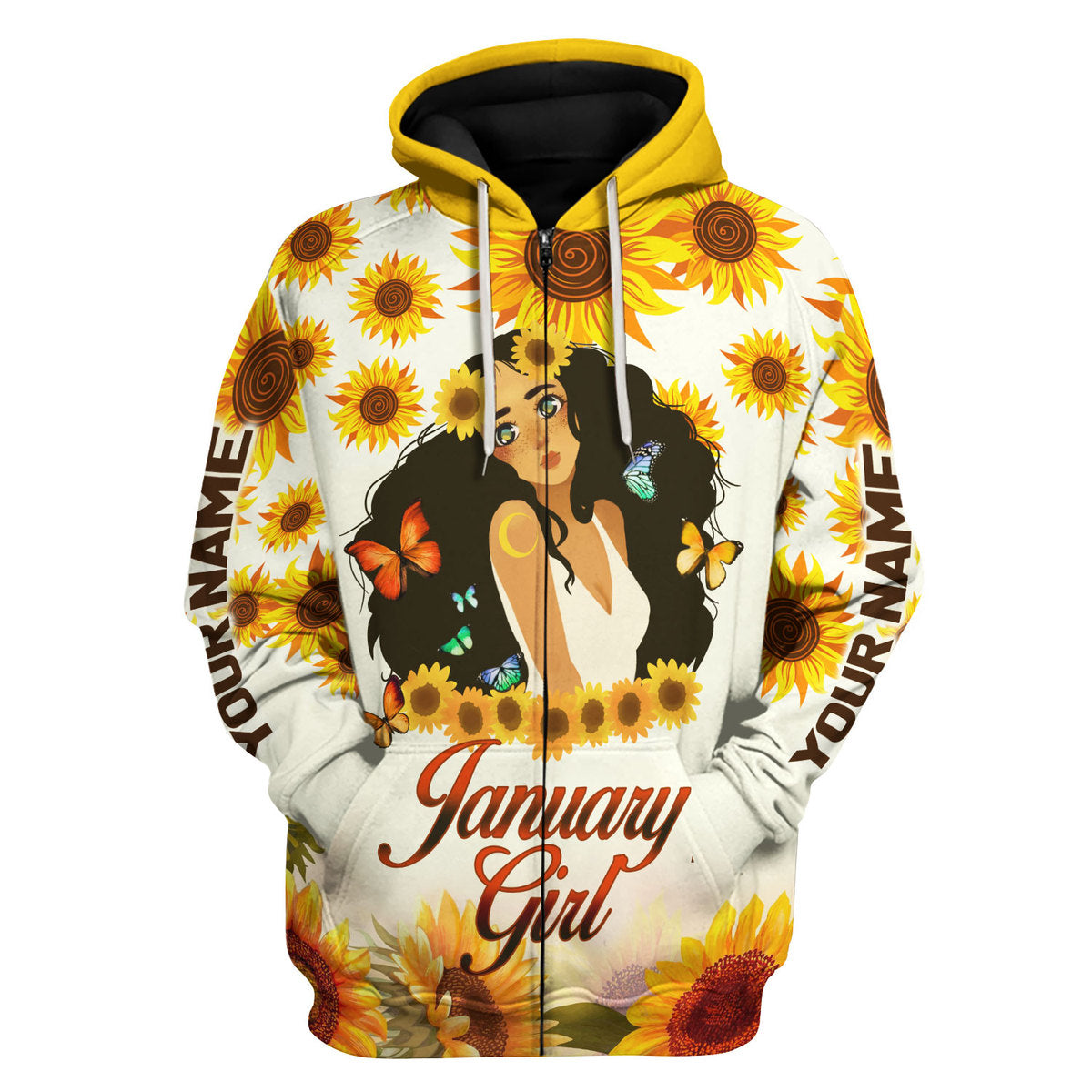 YMskins Personalized Zip Hoodie January Girl All Over Printed