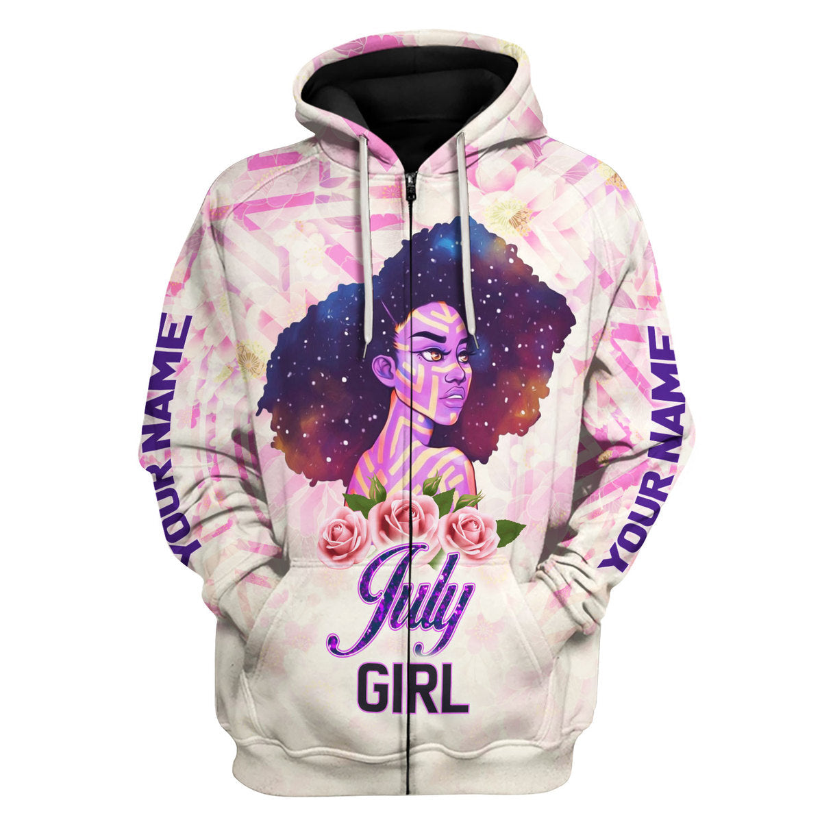 YMskins Personalized Hoodie July Girl All Over Printed