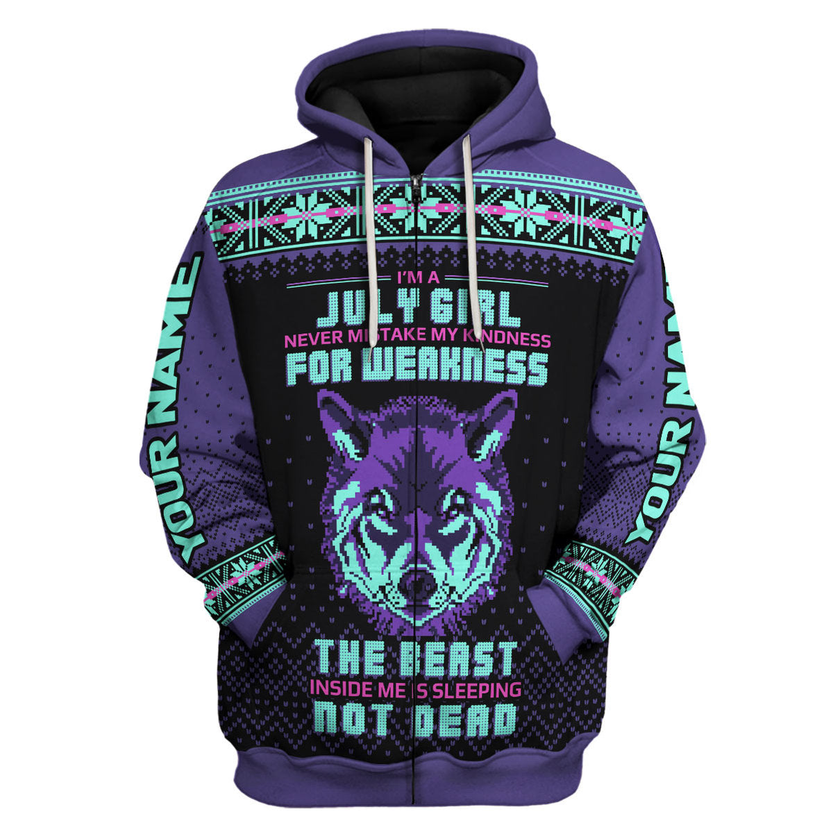 YMskins Personalized Hoodie July Girl All Over Printed