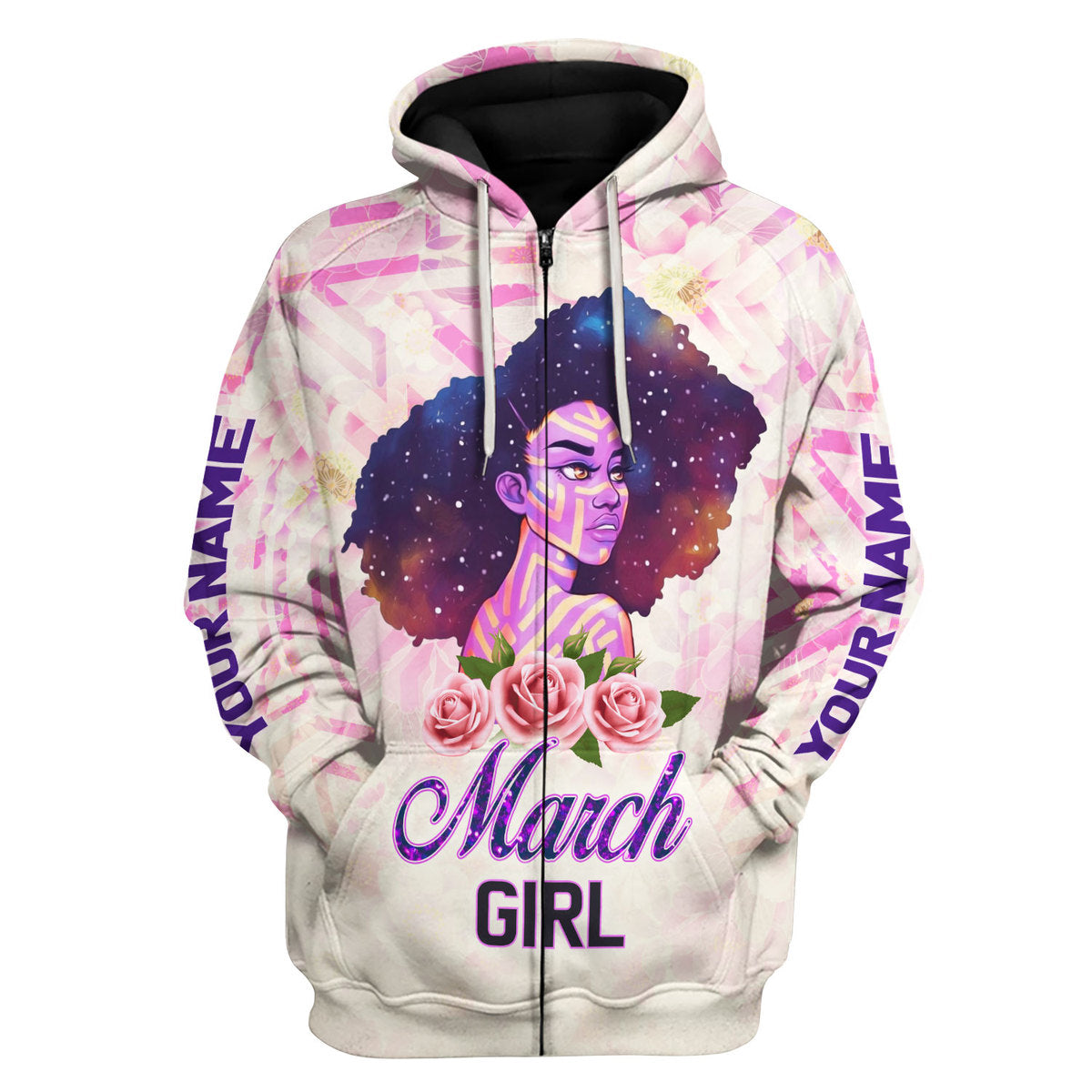 YMskins Personalized Zip Hoodie March Girl All Over Printed