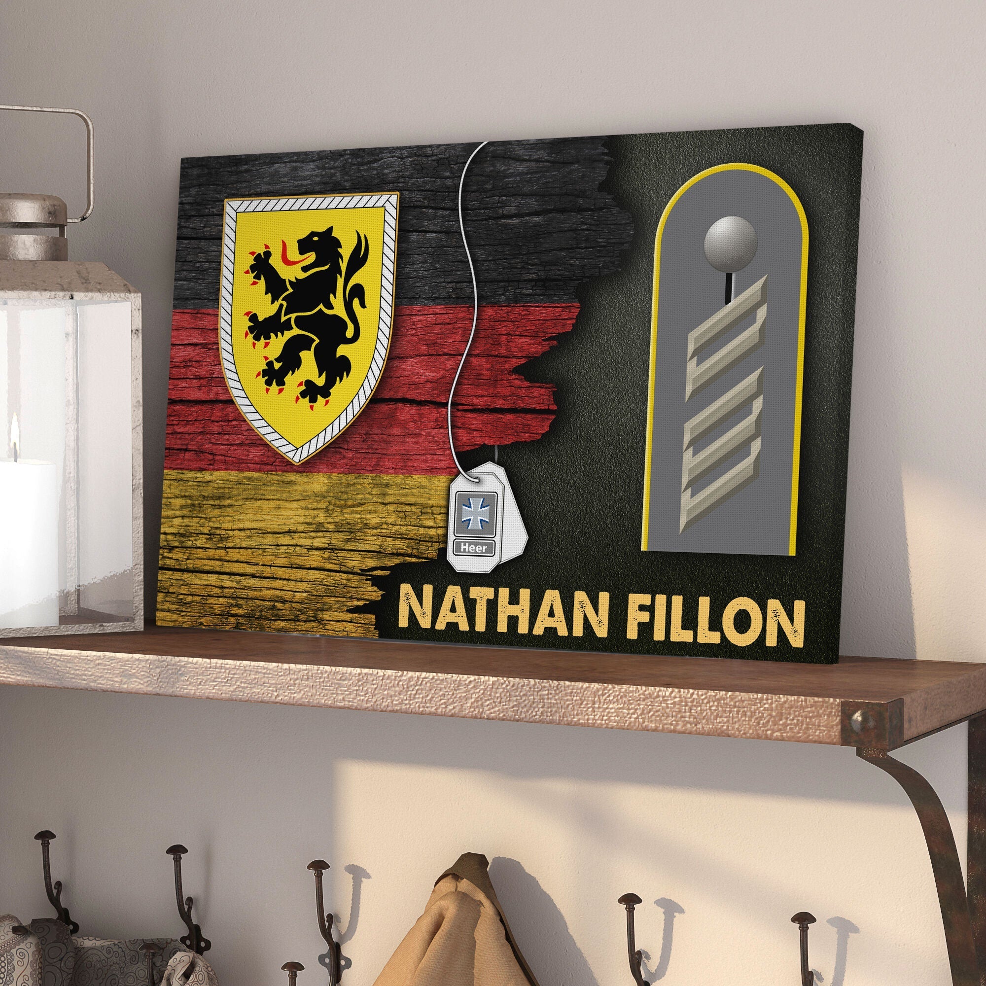 YMskins Lion (Heraldry) German Coat of Arms Heer Half Flag With Military Ranks/Insignia Canvas