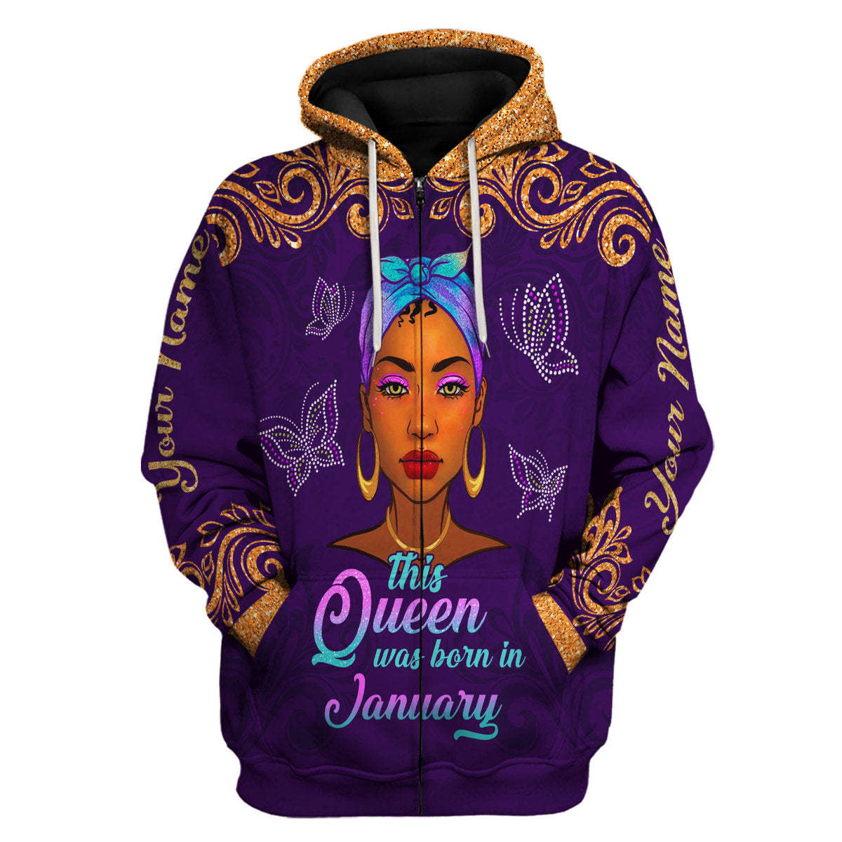 YMskins Personalized Hoodie January Queen All Over Printed