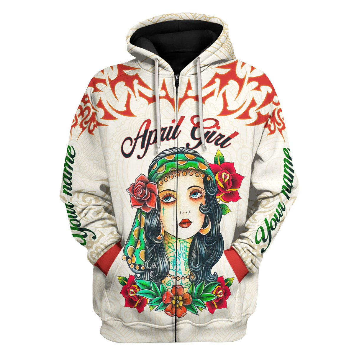 YMskins Personalized Zip Hoodie April Girl I Do What I Want All Over Printed