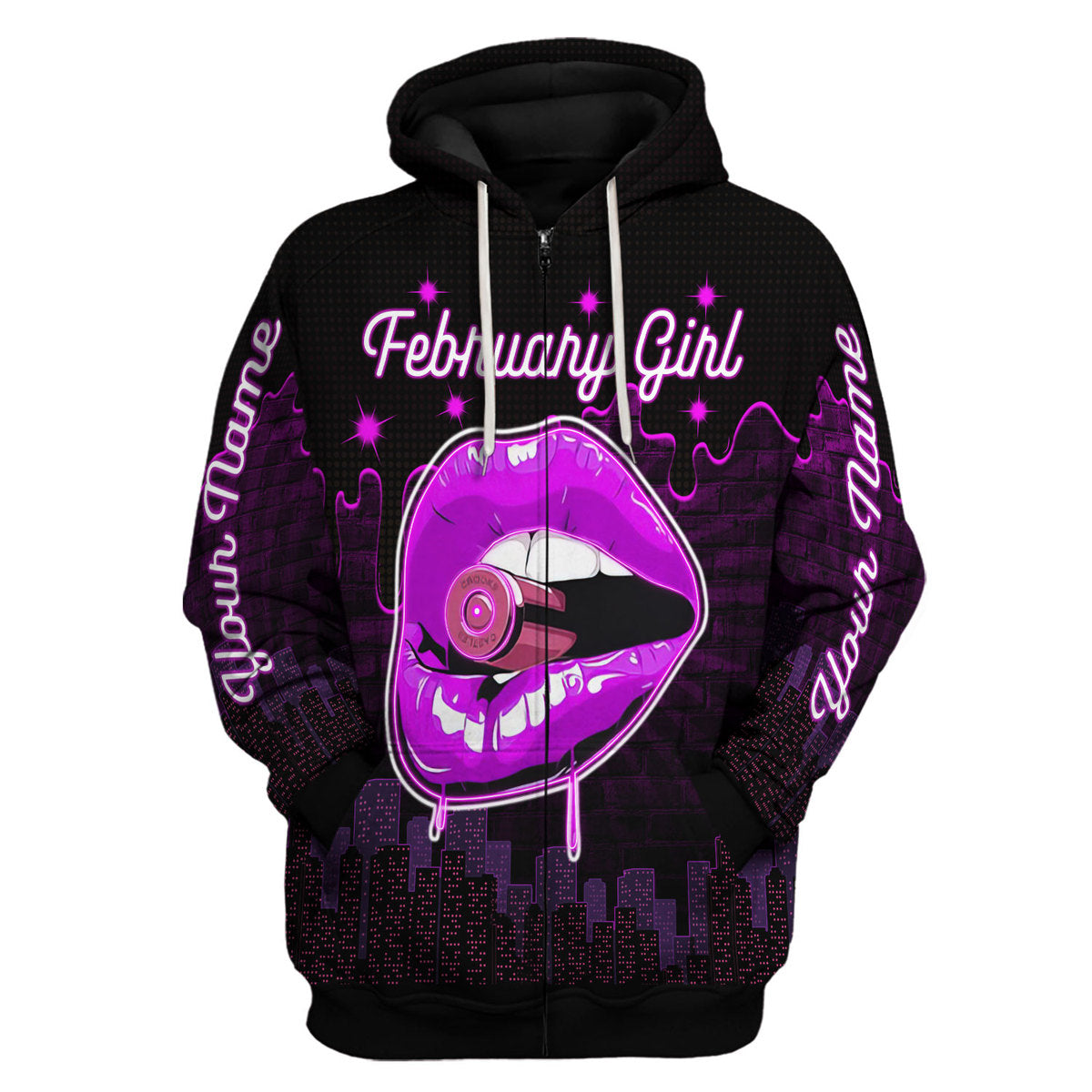 YMskins Personalized Zip Hoodie I'm A February Girl All Over Printed
