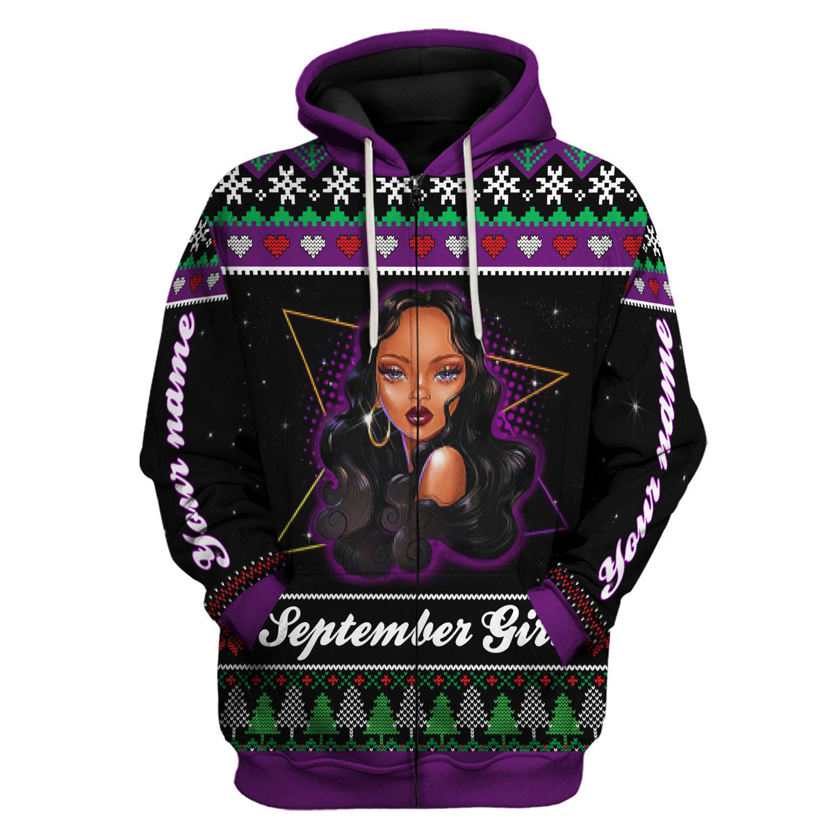 YMskins Personalized Zip Hoodie September Girl All Over Printed