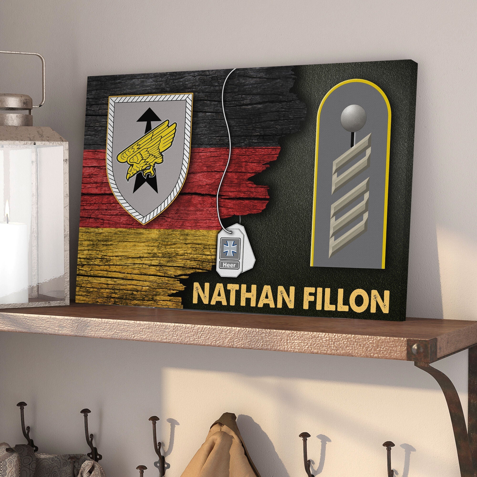 YMskins Rapid Forces Division - German Army Heer Half Flag With Military Ranks/Insignia Canvas
