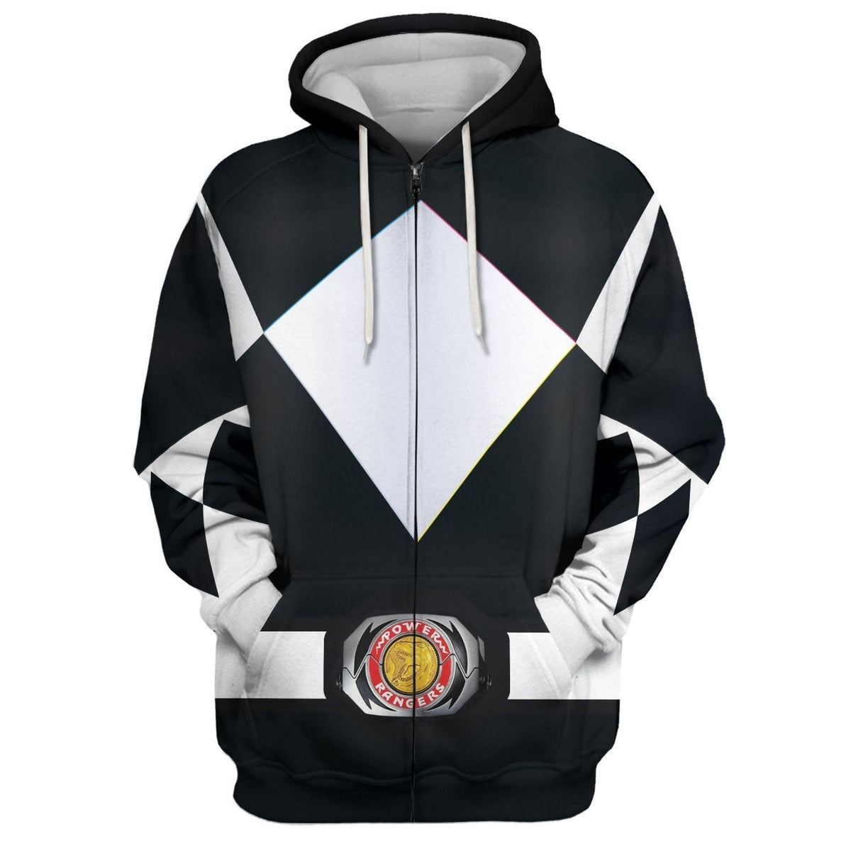 Black Ranger Mmpr Zip Hoodie / S Qm44