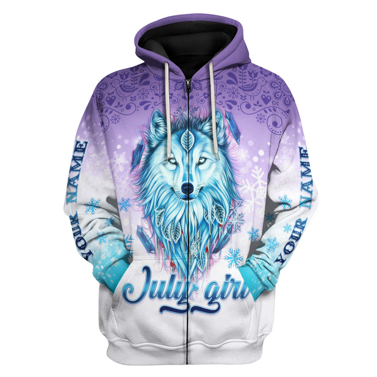 YMskins Personalized Zip Hoodie I'm A July Queen All Over Printed