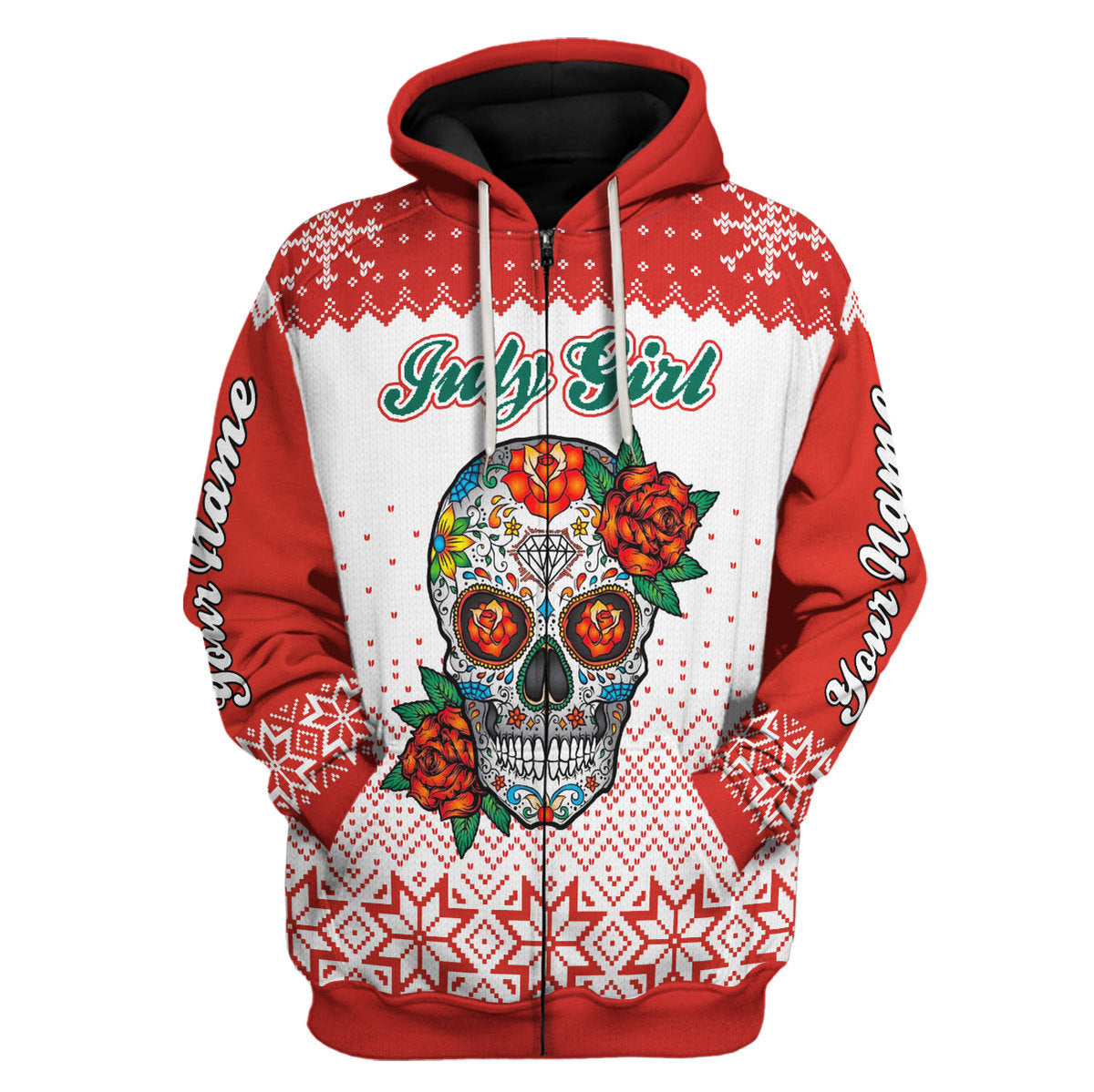 YMskins Personalized Zip Hoodie July Girl All Over Printed