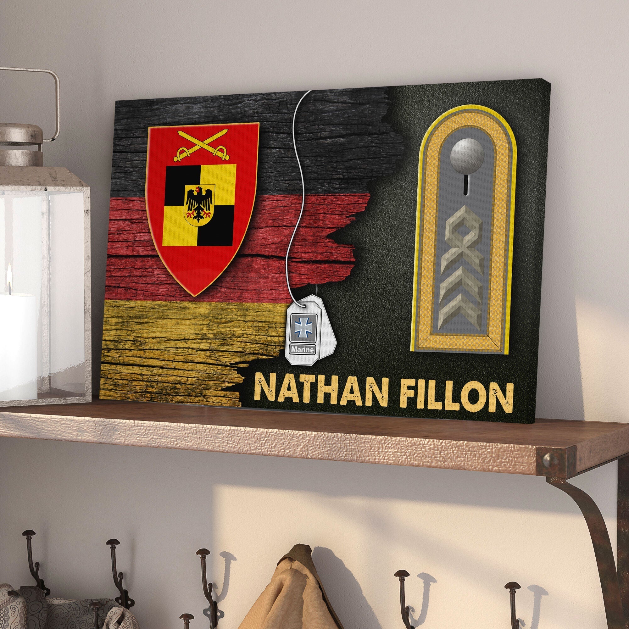 Personalized Name and Ranks-Inspector of the German Army Heer German Half Flag With Military Ranks/Insignia Canvas