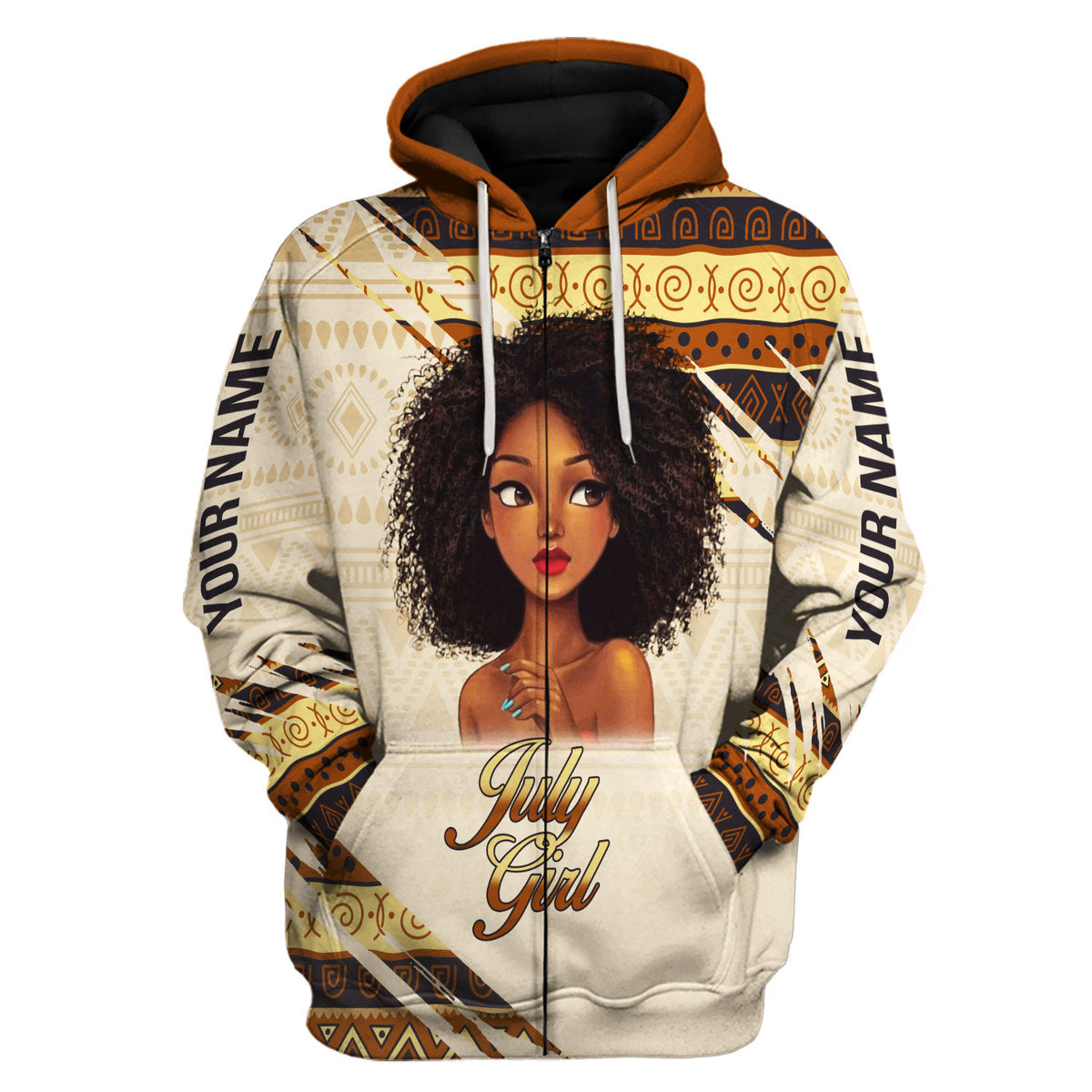 YMskins Personalized Hoodie July Girl All Over Printed