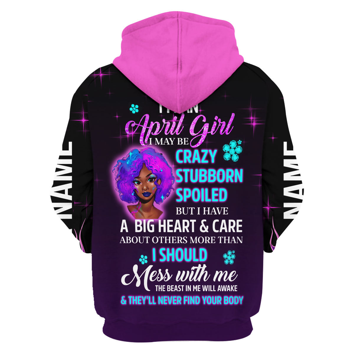 YMskins Personalized Hoodie Queen Was Born In April All Over Printed