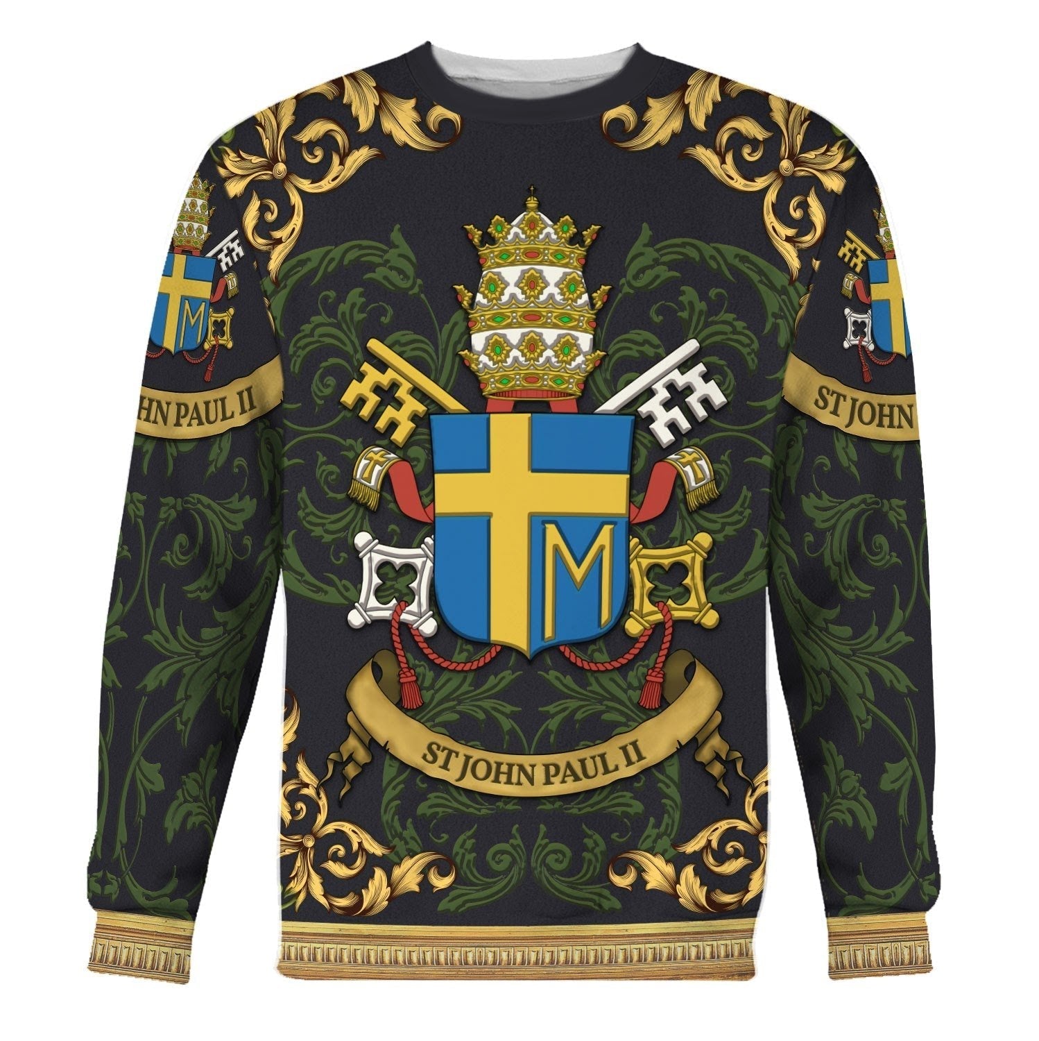 YMskins Tops Pullover Sweatshirt Pope John Paul II Coat Of Arms 3D Apparel