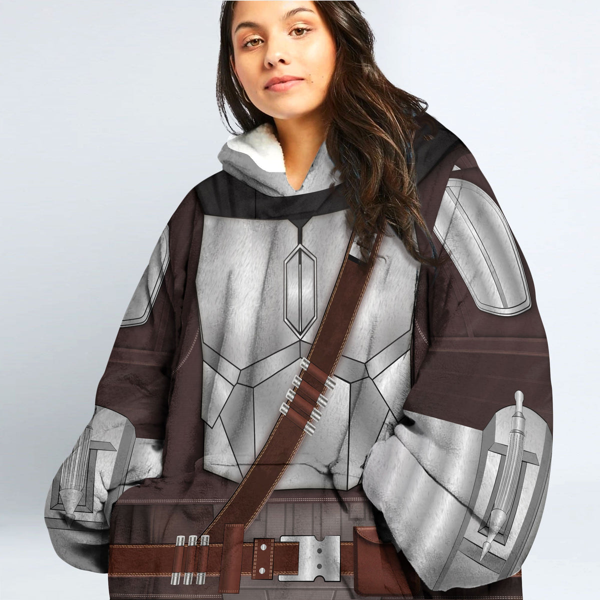MakerHuman Beskar Mandalorian Cosplay & Costume Over Size Hoodie Fleece One Size