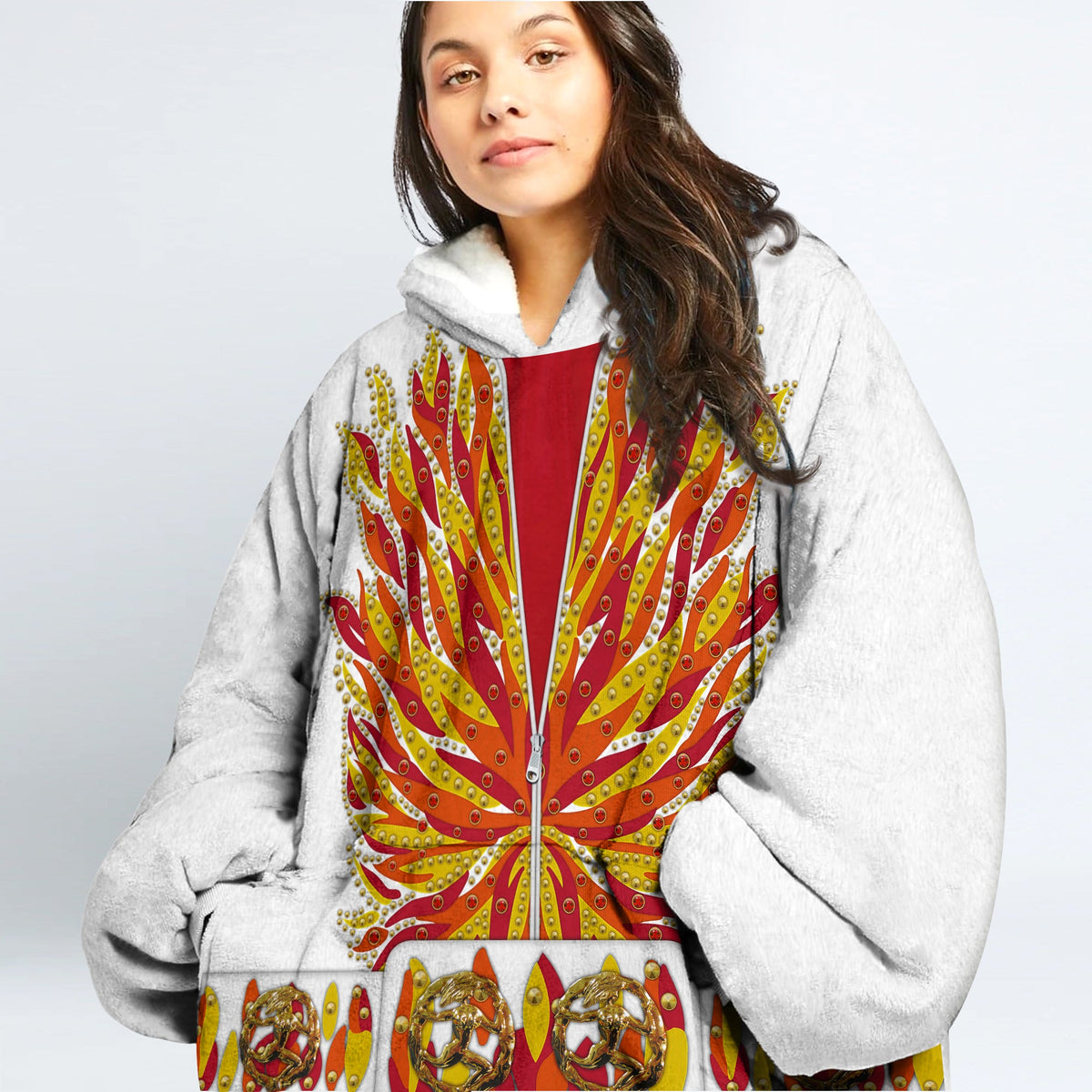 MakerHuman Elvis Flame Cosplay & Costume Over Size Hoodie Fleece One Size