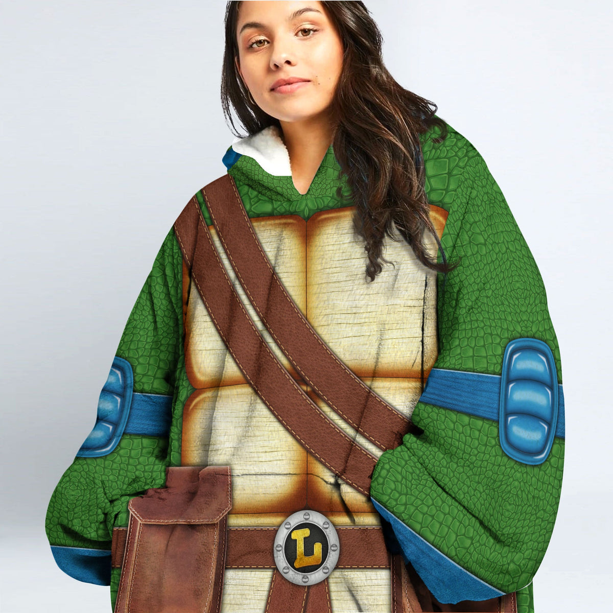 Leonardo Ninja Turtles Cosplay & Costume Over Size Hoodie Fleece One Size