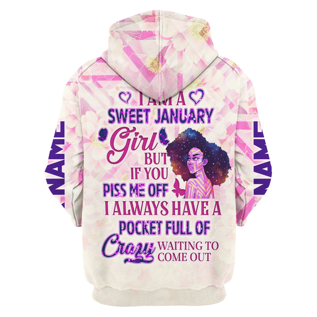 YMskins Personalized Zip Hoodie January Girl All Over Printed