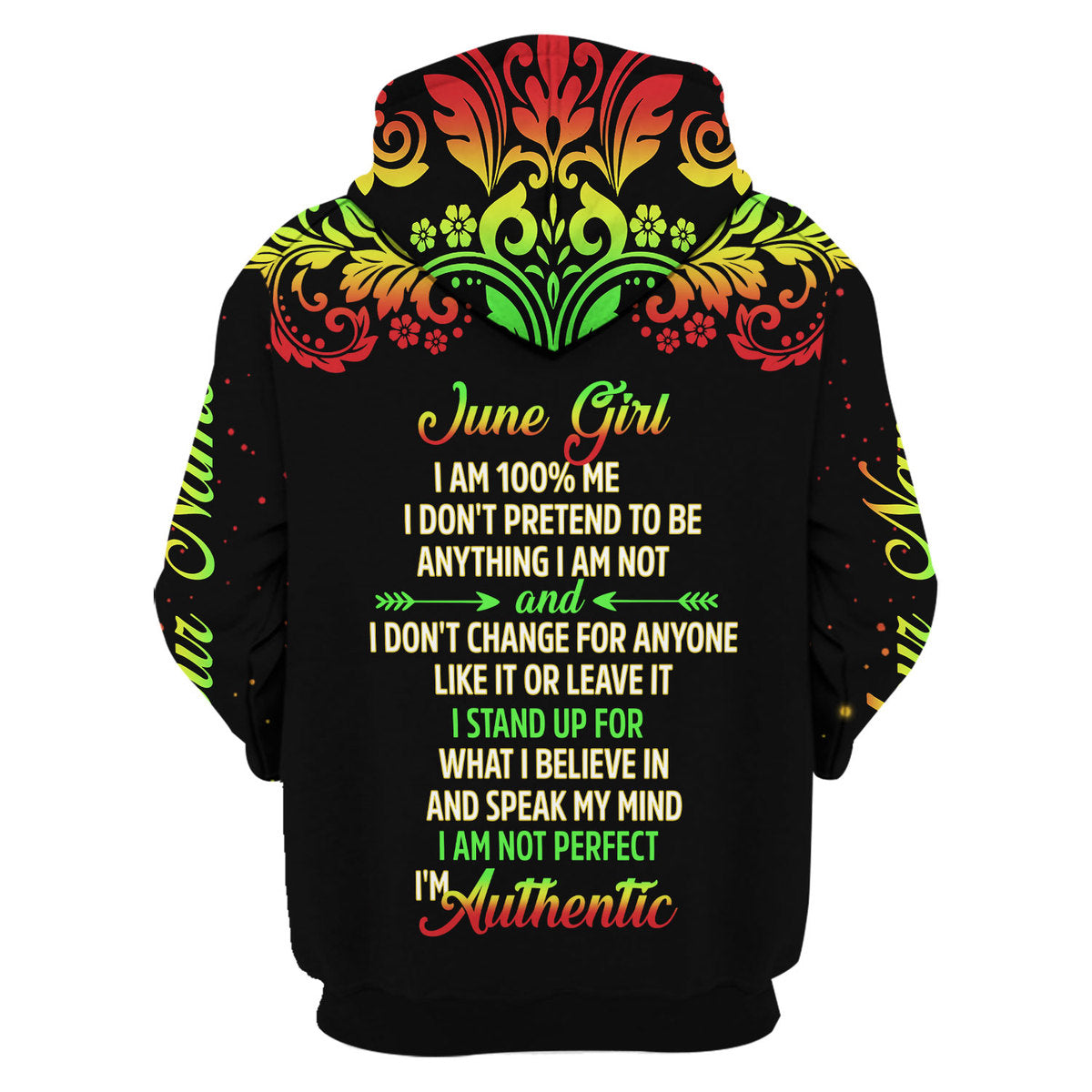 YMskins Personalized Hoodie June Girl I Am 100% Me All Over Printed