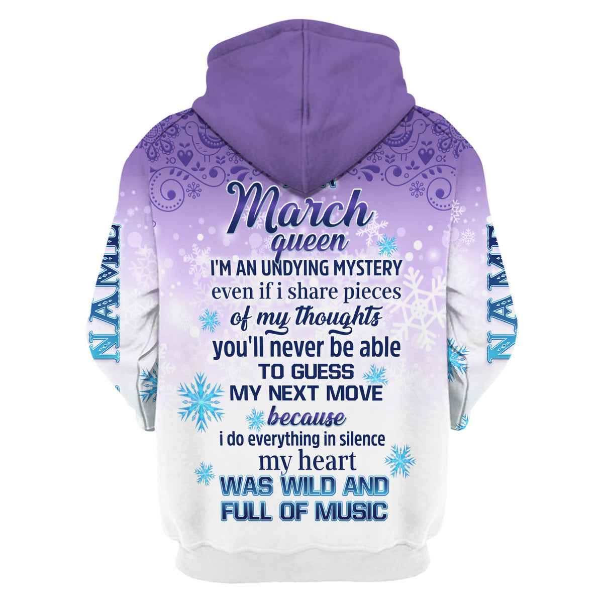 YMskins Personalized Hoodie I'm A March Queen All Over Printed