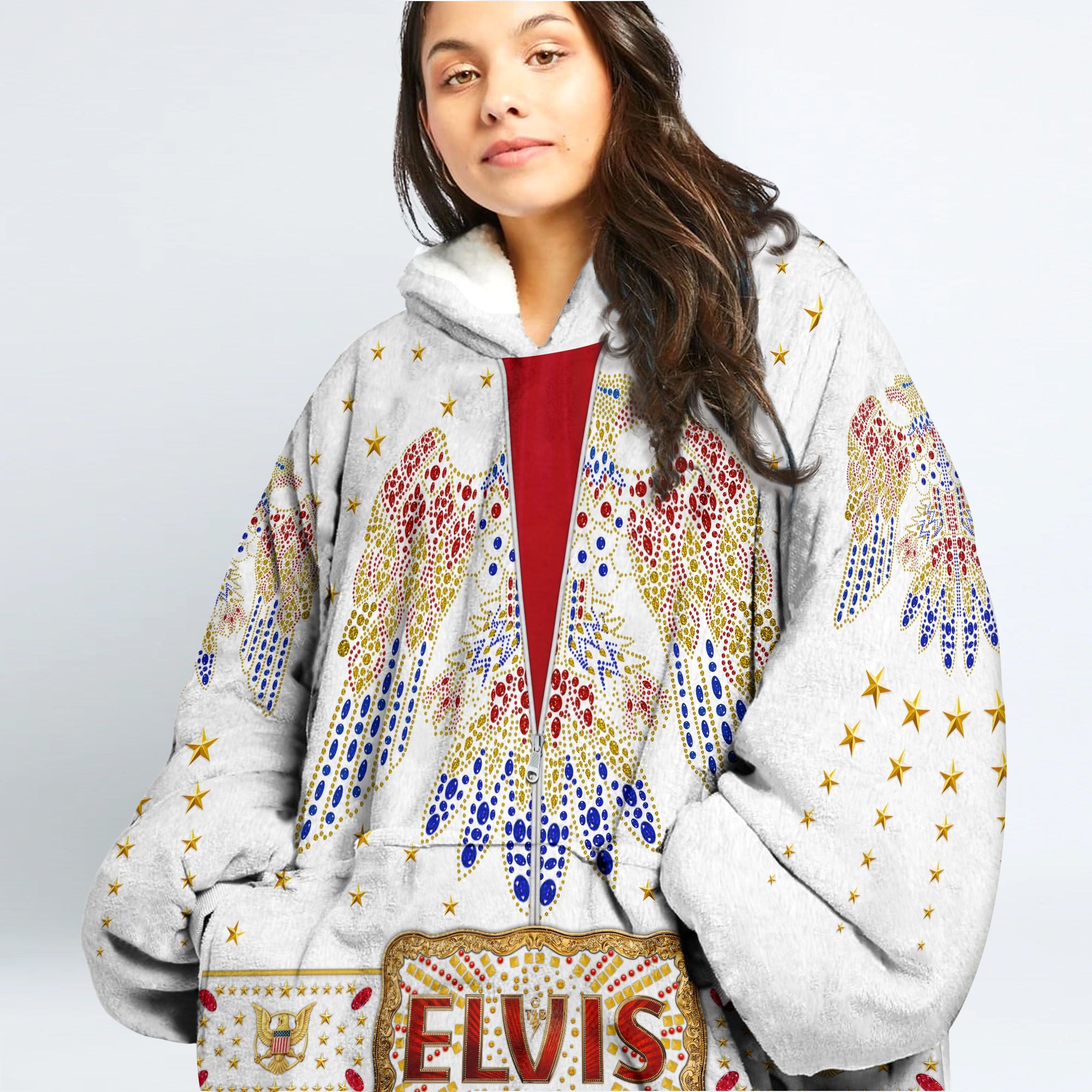 MakerHuman Elvis Aloha Tiger Cosplay & Costume Over Size Hoodie Fleece One Size