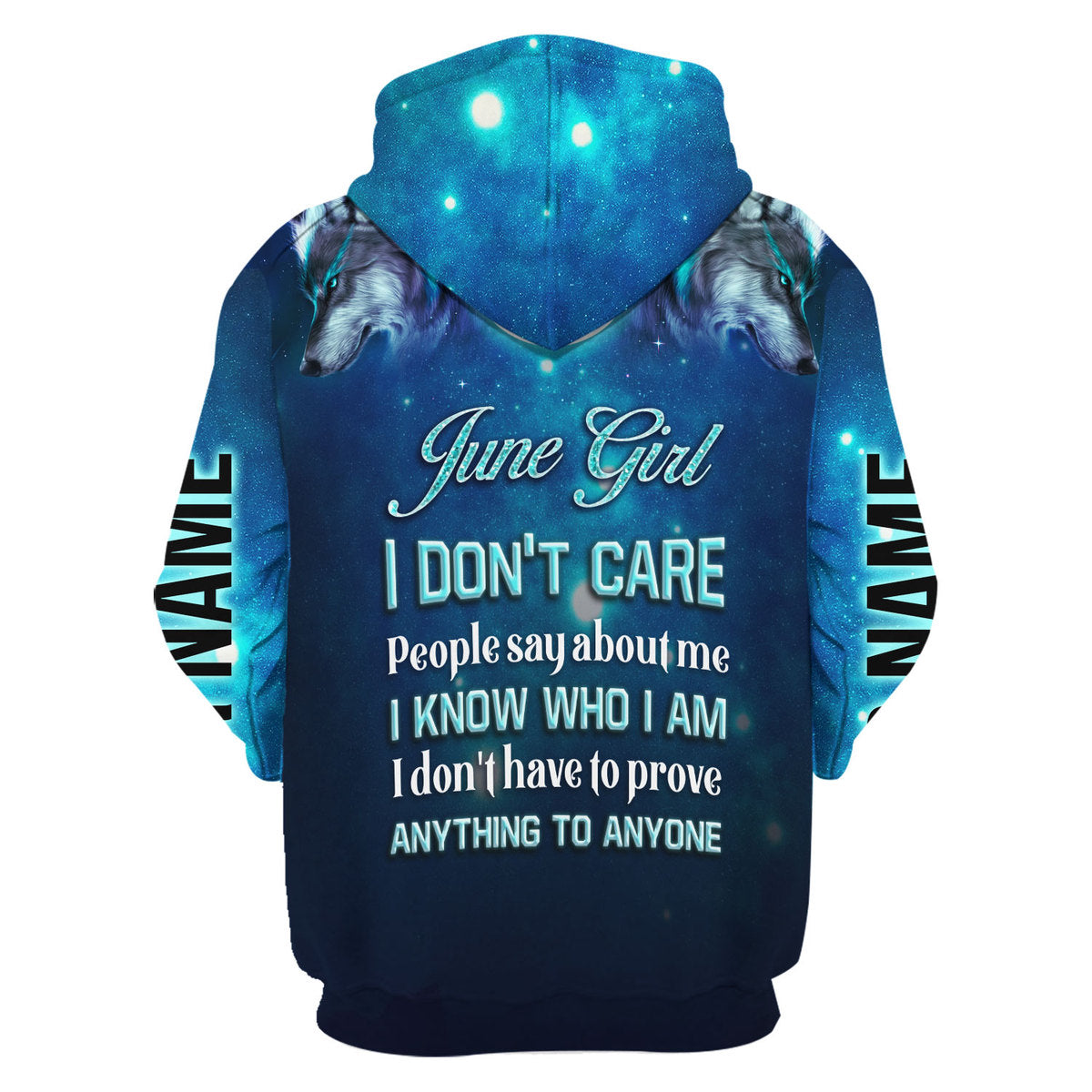 YMskins Personalized Zip Hoodie June Girl I Don't Care All Over Printed