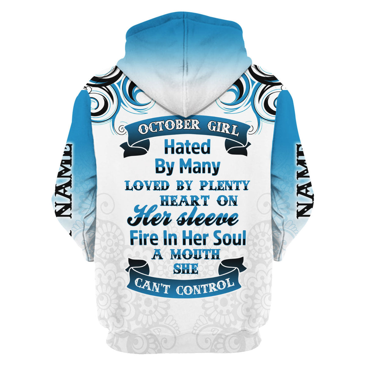 YMskins Personalized Zip Hoodie October Girl All Over Printed