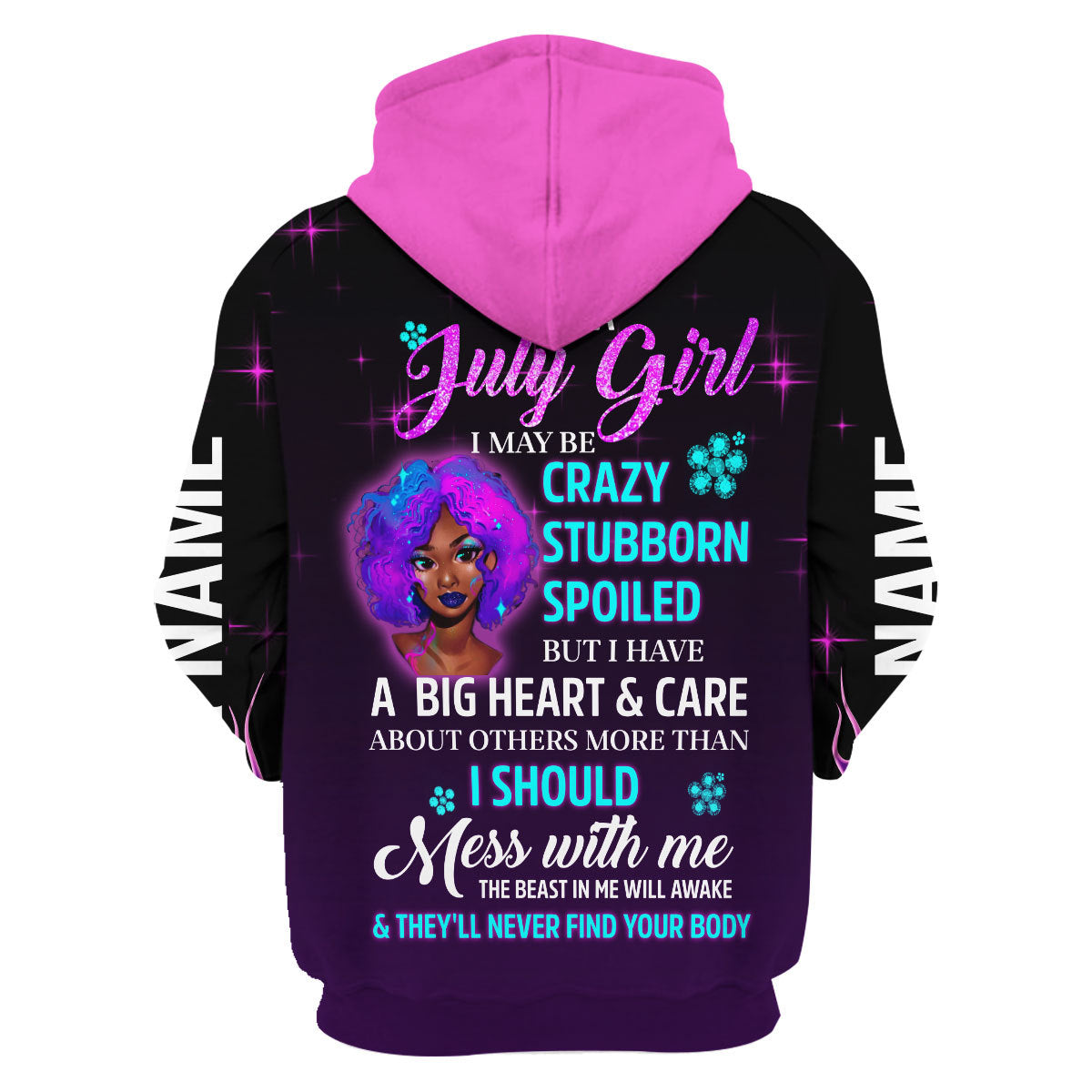 YMskins Personalized Zip Hoodie Queen Was Born In July All Over Printed